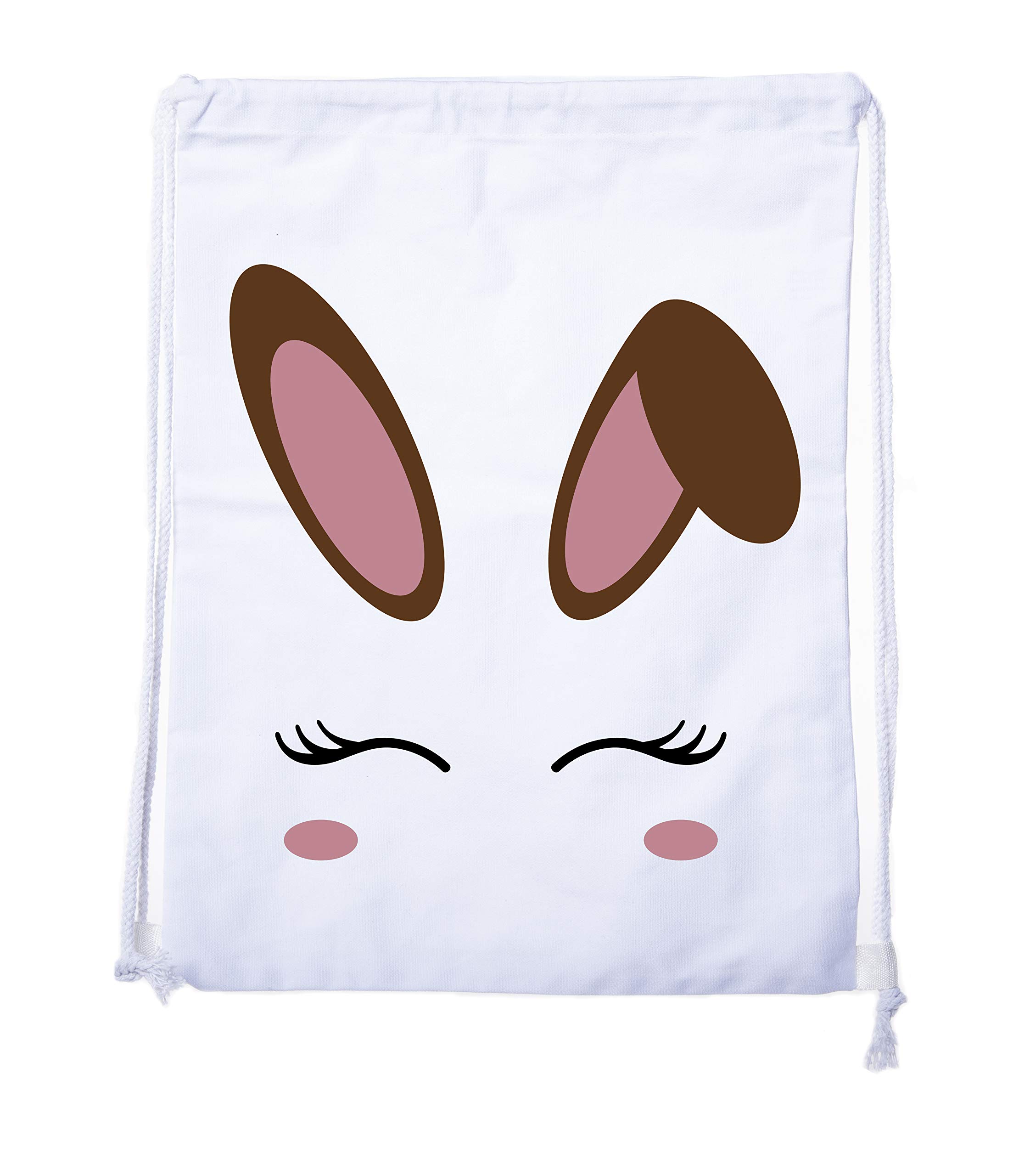 Easter Basket Backpack - Bulk Cotton Drawstring Cinch Bags for Easter Bunny Gifts (Bunny Face Design) - Perfect for Easter Egg Hunts, Party Favors & Kids' Treat Bags