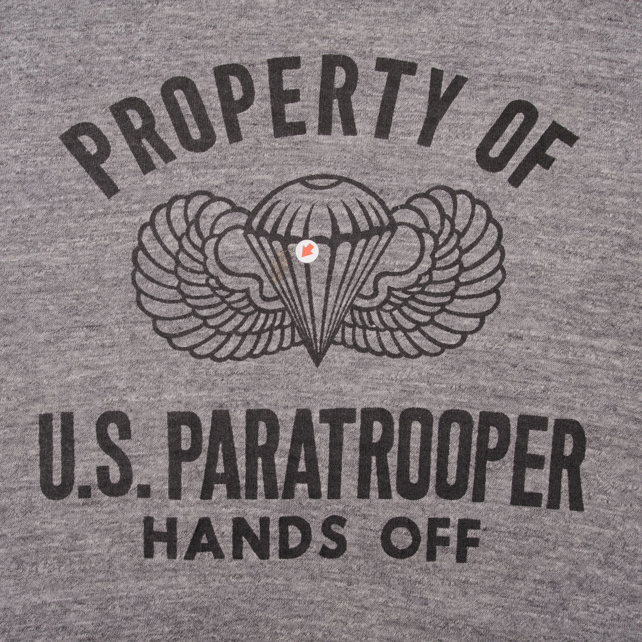 Vintage 1970s US Paratrooper Hand Off T-Shirt - Small, Made in USA - Military Collectible & Retro Fashion for History Enthusiasts