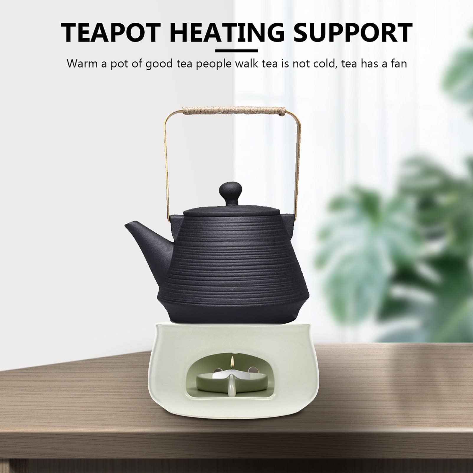 Hemoton Ceramic Tea Warmer Mug - Portable Fuel Oil Cup Warmer for Coffee, Hot Chocolate & Beverages - Perfect for Office, Home & Outdoor Use