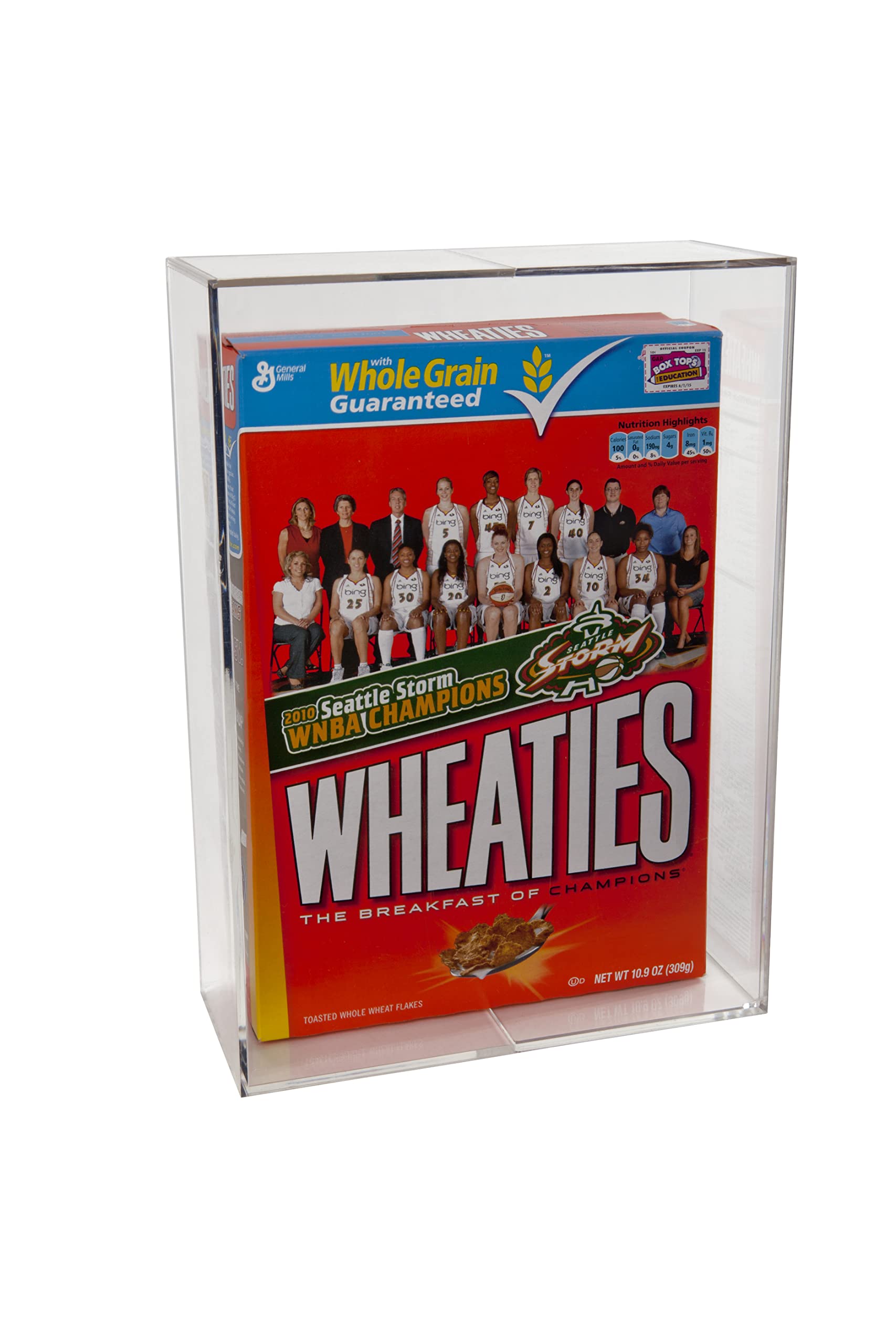 Square Clear 18 Ounce Wheaties Cereal Box Display Case - Sports Memorabilia Holder & Storage Solution for Collectors and Retail Displays