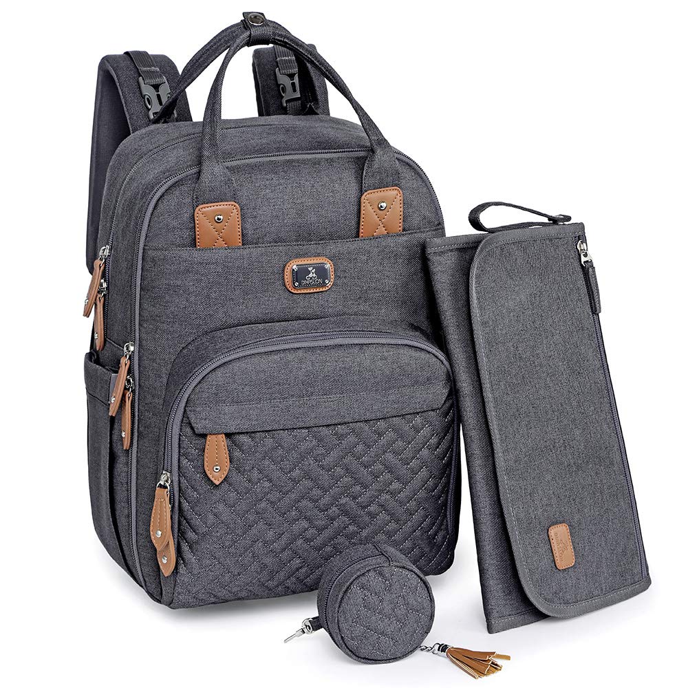 Waterproof Diaper Bag Backpack for Baby Essentials - Includes Changing Pad, Pacifier Case & Stroller Straps | Perfect for Travel, Daycare & On-the-Go Parents