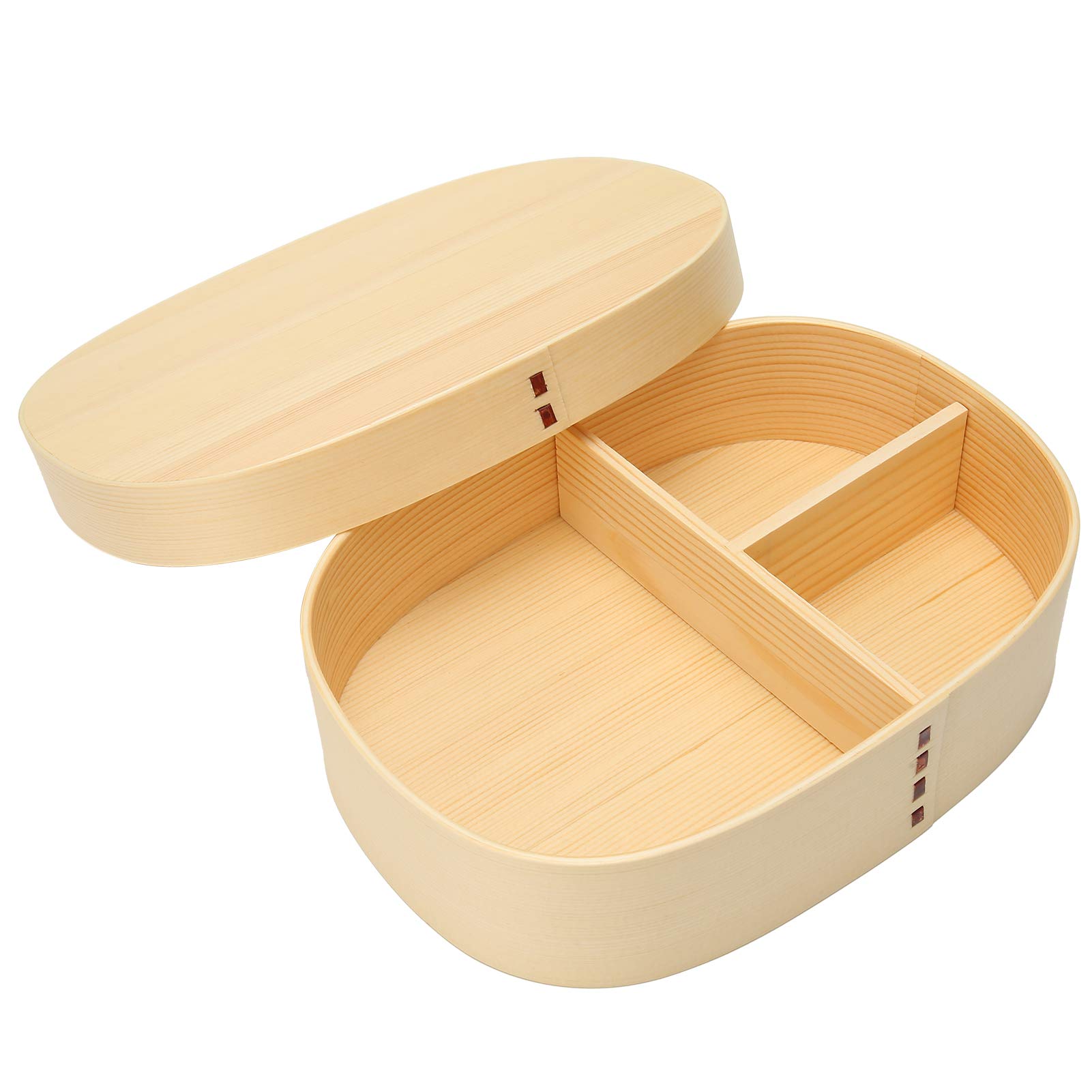 Japanese-Style Wooden Bento Box with 3 Compartments - Portable Lunch Container for Sushi, Sandwiches & Snacks | Ideal for School, Office, Picnic & Travel | Eco-Friendly Kitchenware & Tableware Accessory