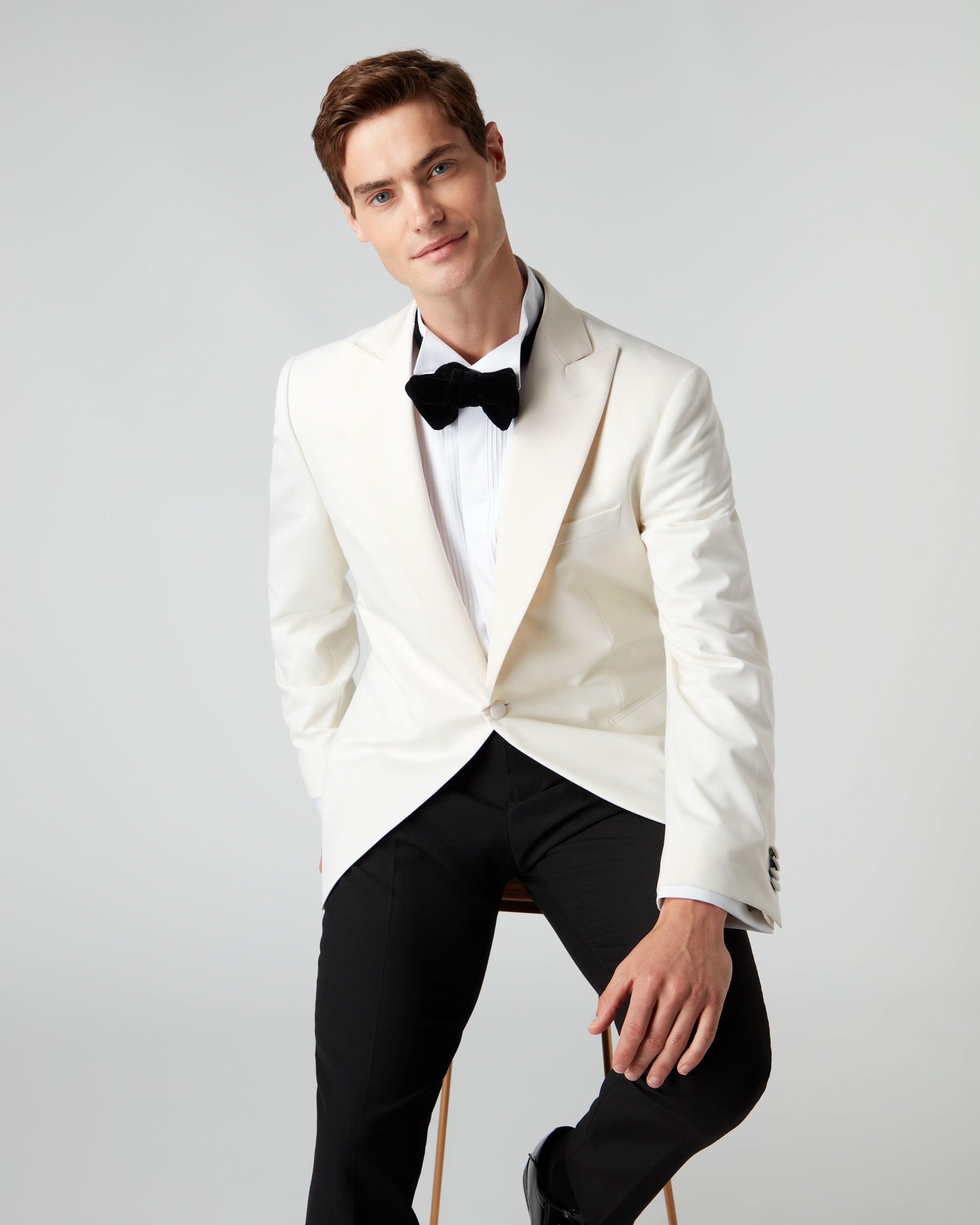 007 Woven Dinner Jacket for Men - Classic White Tuxedo Blazer for Formal Events, Weddings & Black Tie Occasions