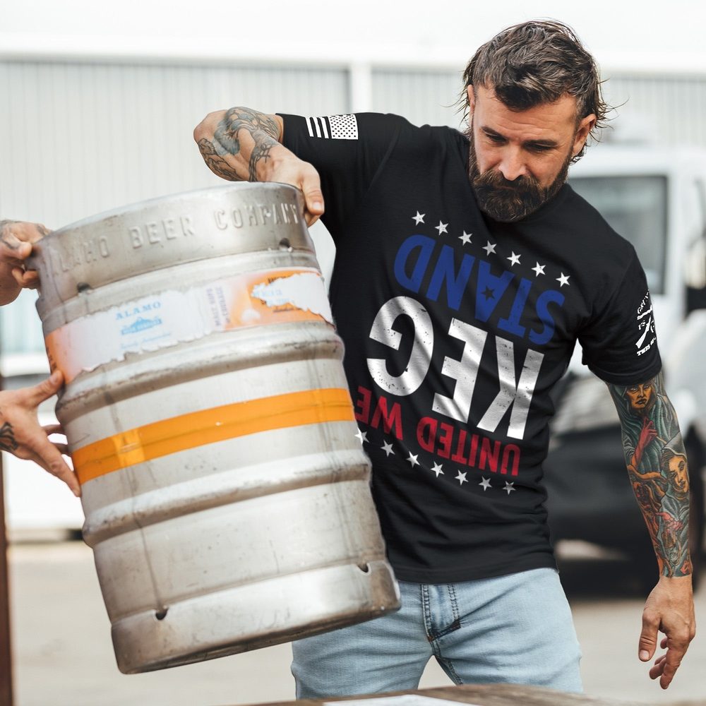 United We Keg Stand T-Shirt - Black | Funny Drinking Party Tee for College Students & Beer Lovers