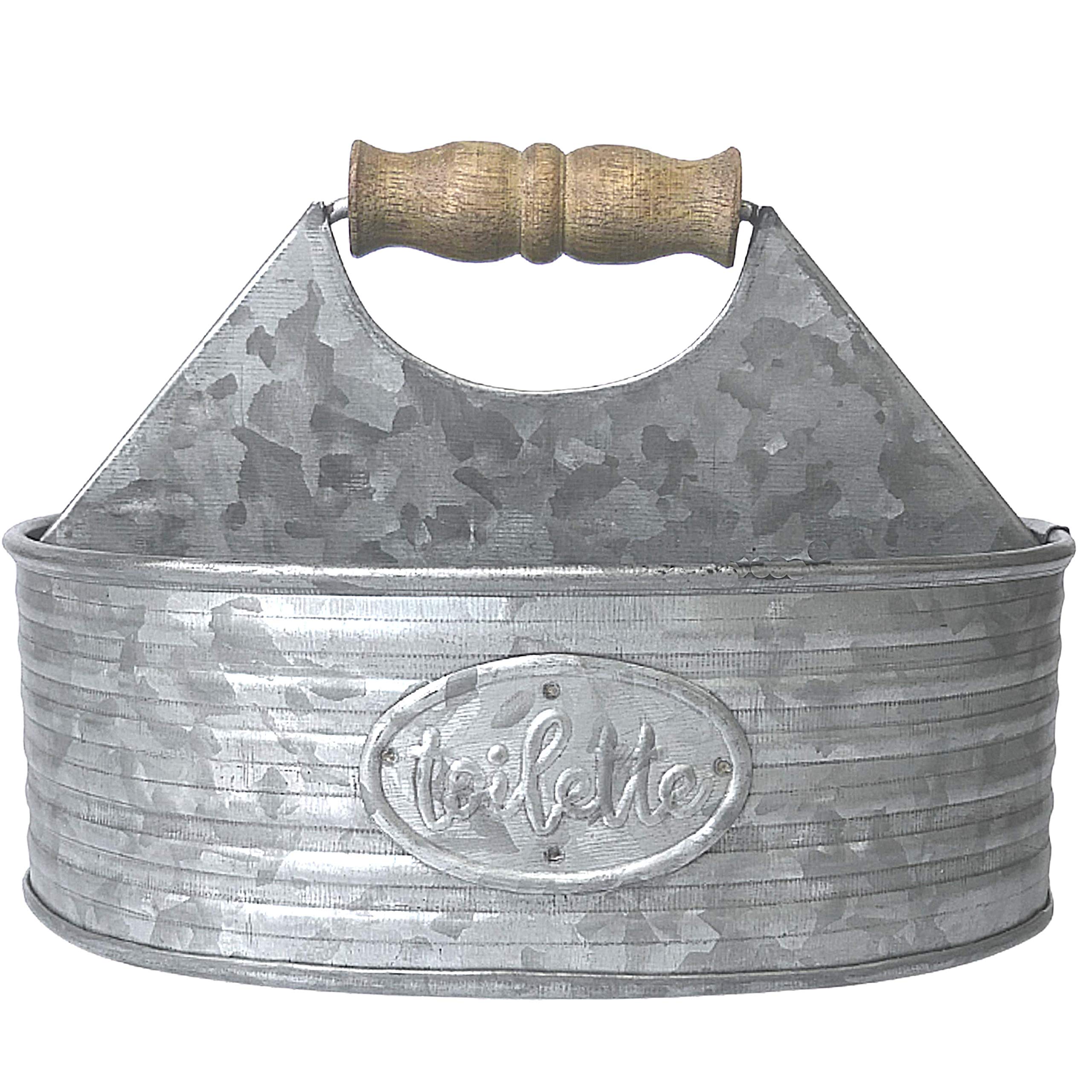 Farmhouse Rustic Shower Caddy Basket - Galvanized Bathroom Organizer for Toiletries, 8.25