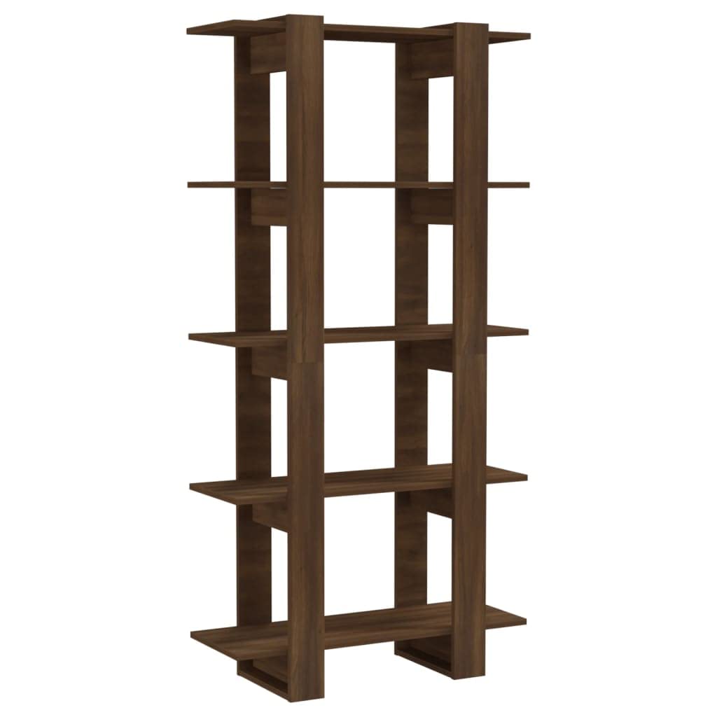 vidaXL Bookcase Room Divider - Brown Oak Engineered Wood Bookshelf with Storage, Home Office Organizer & Room Partition Furniture for Living Room, Bedroom, Study