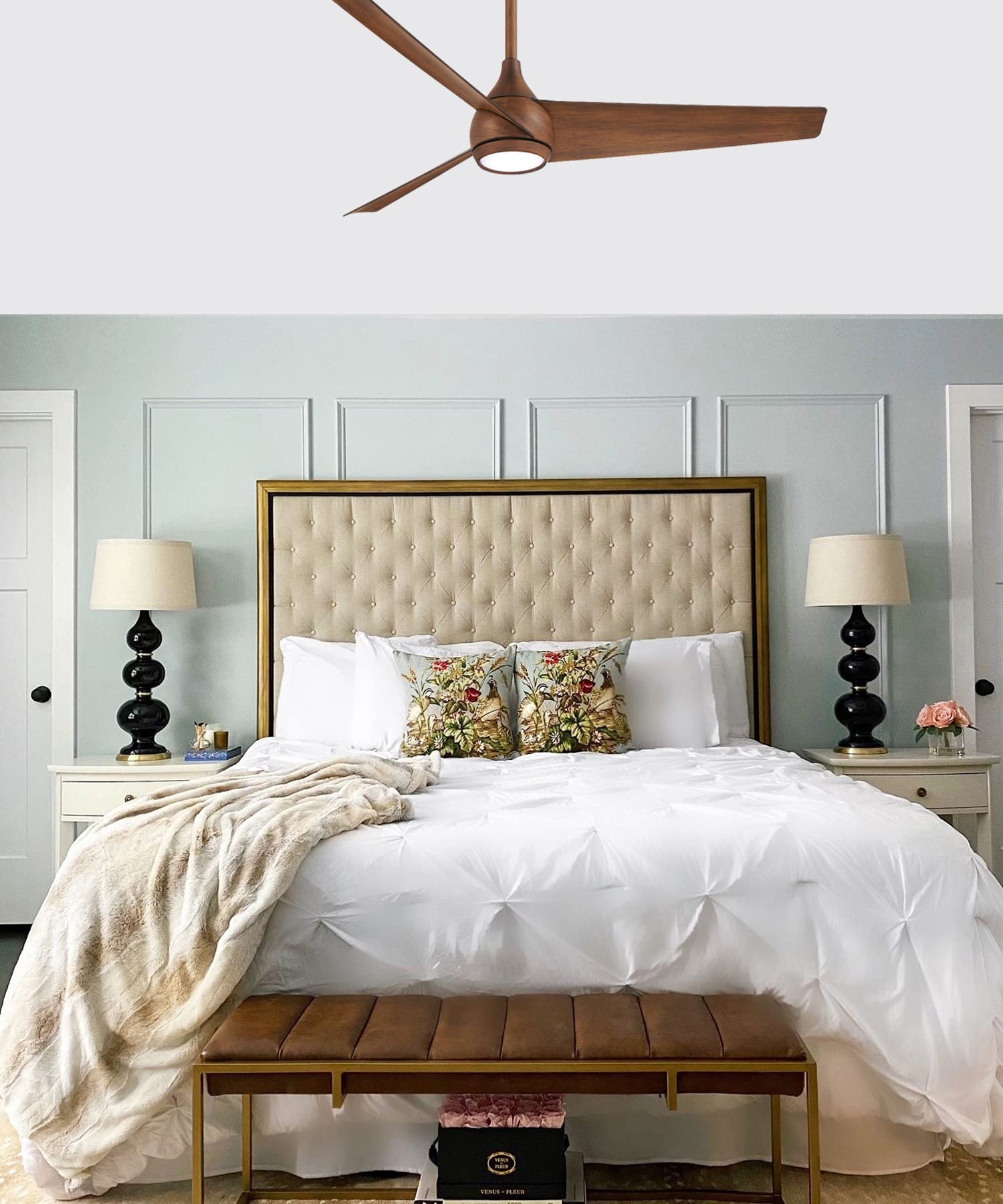 MINKA-AIRE F678L-DK Twist 52 Inch Ceiling Fan with LED Light Kit and Remote Control, Distressed Koa Finish - Perfect for Living Room, Bedroom, and Outdoor Patio Cooling
