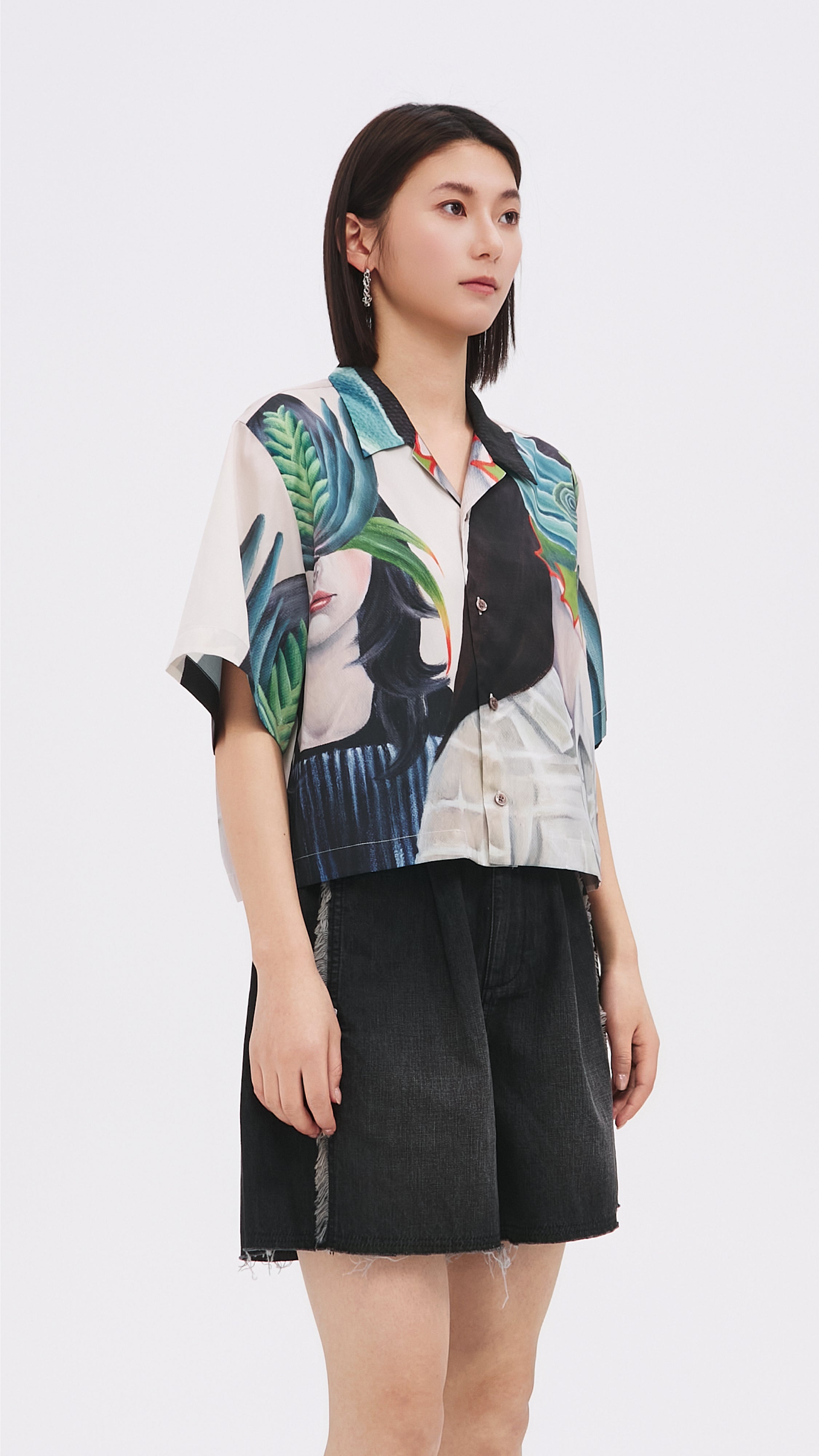 Mariko Enomoto Women's Printed Short Sleeve Shirt - Floral Summer Casual Tops for Beach, Vacation & Everyday Wear