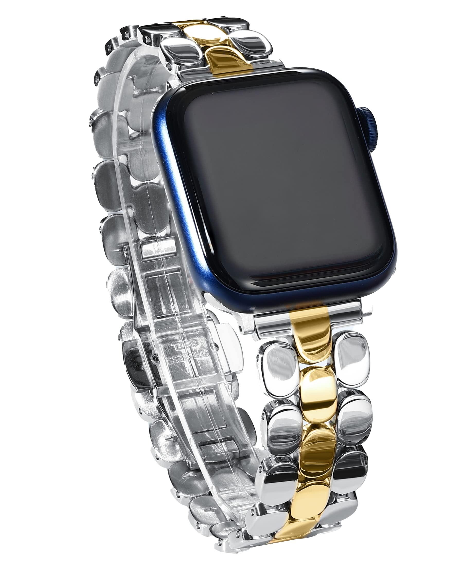 Stylish & Durable Apple Watch Bands for Women - Compatible with 38mm/40mm/41mm/42mm/44mm/45mm/46mm/49mm Models (Series 10/9/8/7/6/5/4/3/2/1/SE) - Fashionable Gold, Silver & Rose Gold iWatch Accessories - Perfect for Workouts, Office Wear & Everyday Use