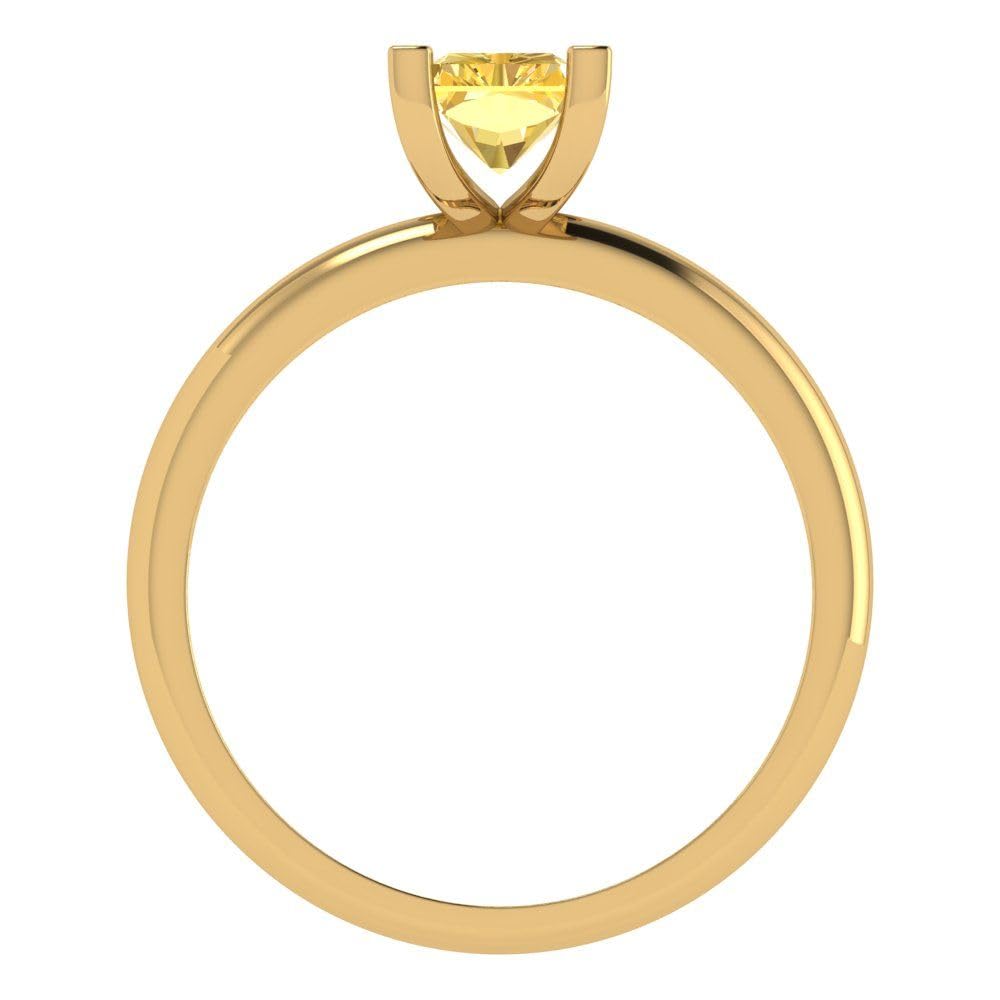 1.0ct Canary Yellow Emerald Cut Simulated Diamond Ring - 14k Gold for Engagement & Anniversary