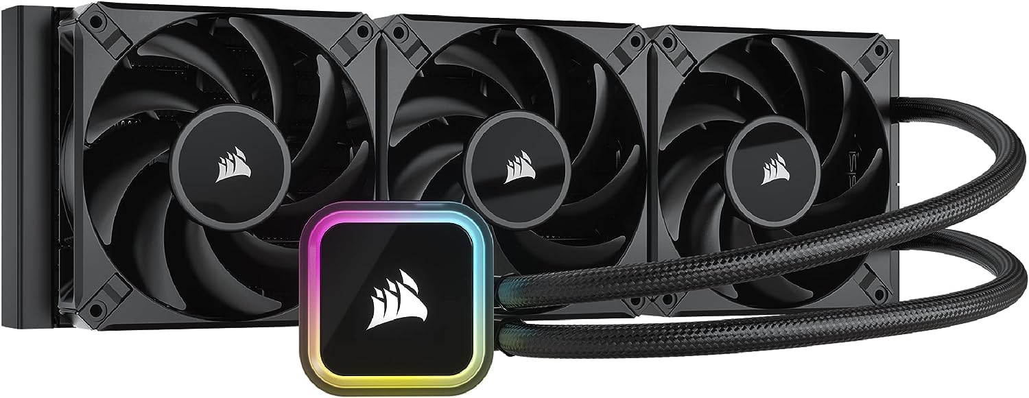 Corsair iCUE H150i RGB Elite Liquid CPU Cooler - 360mm Radiator, 16 Dynamic RGB LEDs, 120mm AF Elite Series FDB Fans - Black (Renewed) | High-Performance Cooling for Gaming PCs, Workstations & Overclocking Systems