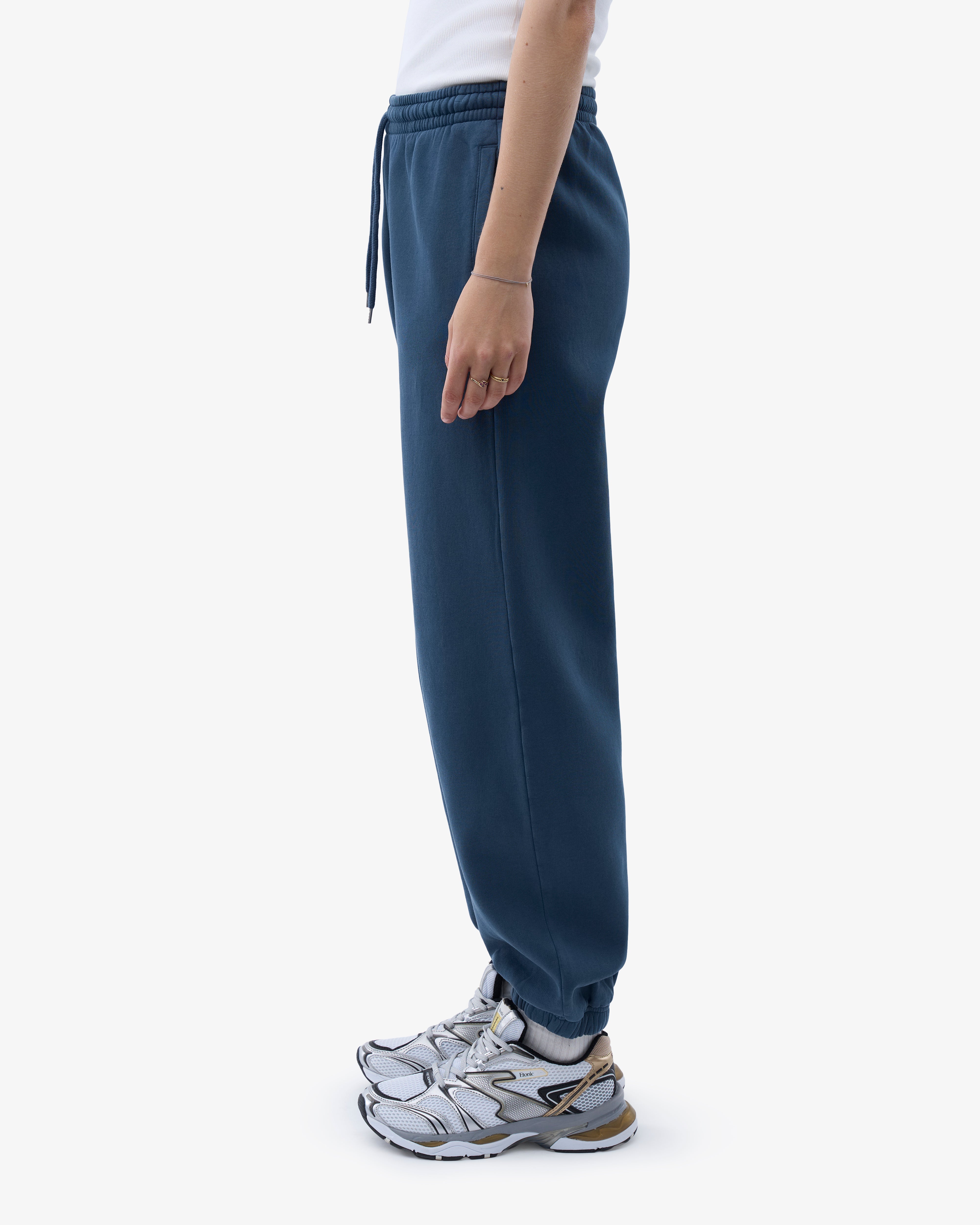 Organic Relaxed Sweatpants for Women - Soft Cotton Lounge Pants in Petrol Blue - Perfect for Yoga, Home & Casual Wear