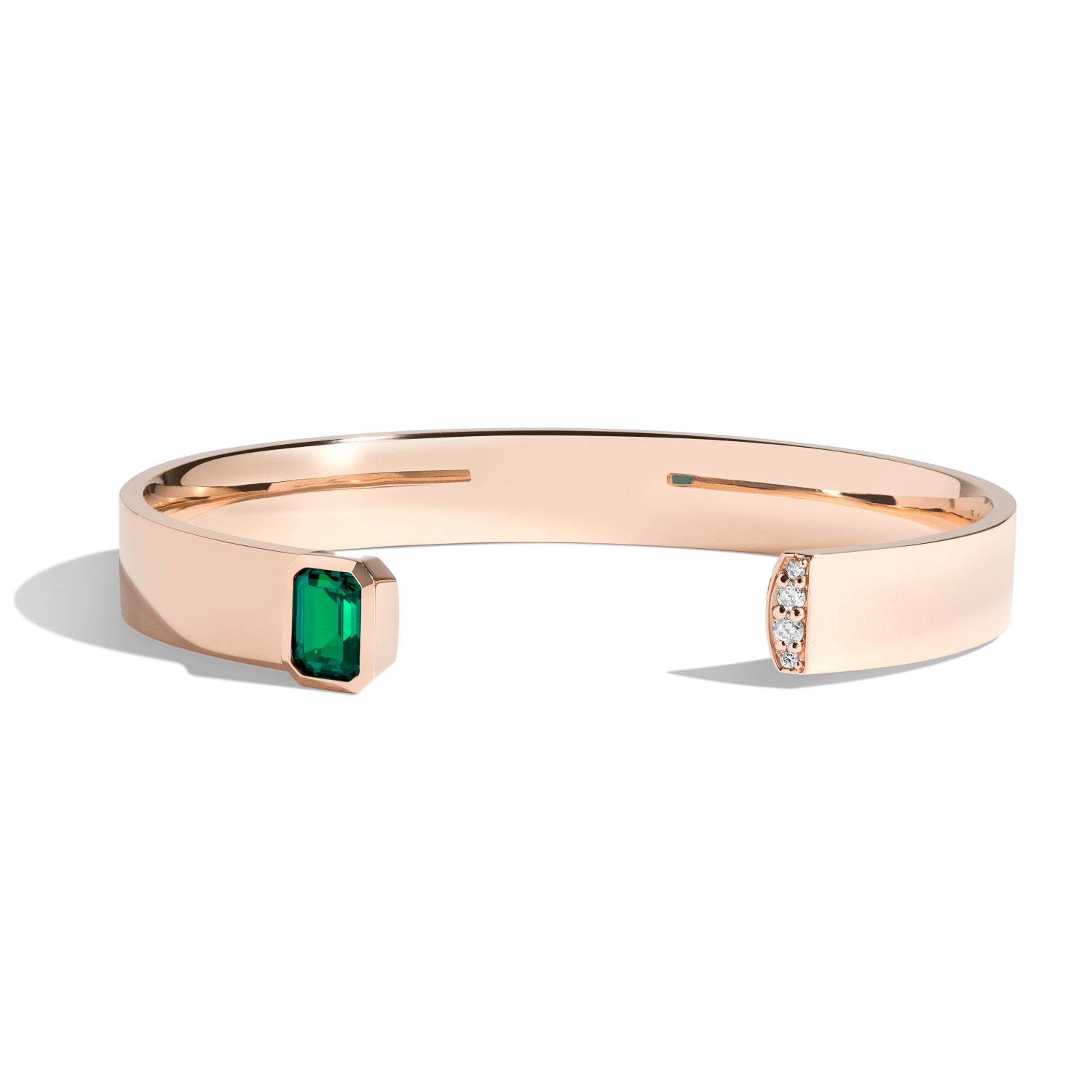 Emerald Cut Cuff Bracelet with Pavé Diamonds - Elegant Jewelry for Women, Perfect for Weddings, Parties & Special Occasions