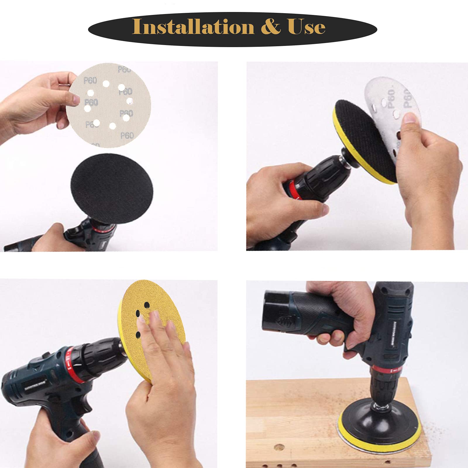 5-Inch Hook and Loop Sanding Discs 100Pcs - 5