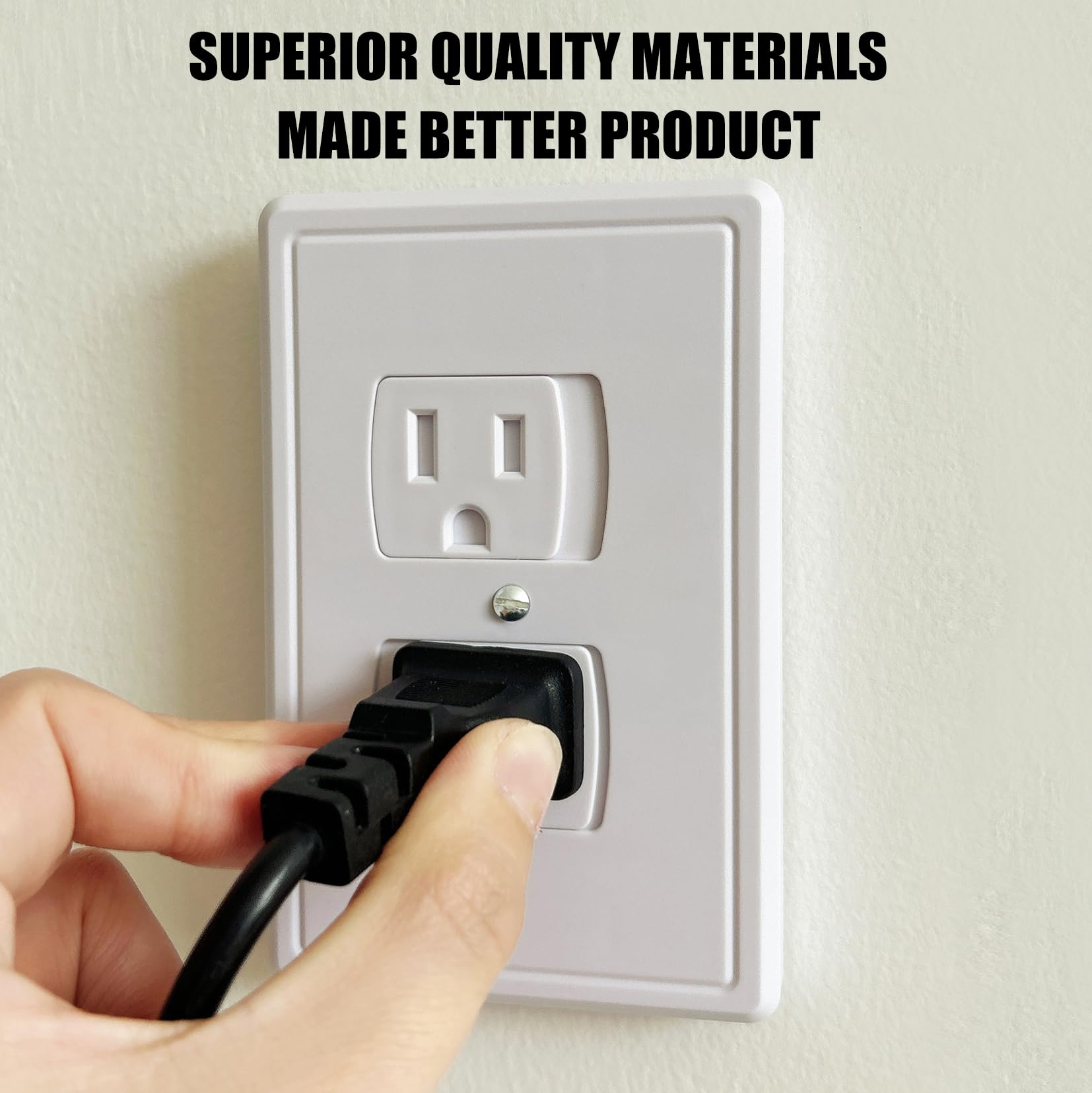 2 Pack Self-Closing Baby Proof Outlet Covers - White Safety Plugs for Center Screw Electrical Outlets | Childproof Home Protection for Nursery, Living Room & Kitchen