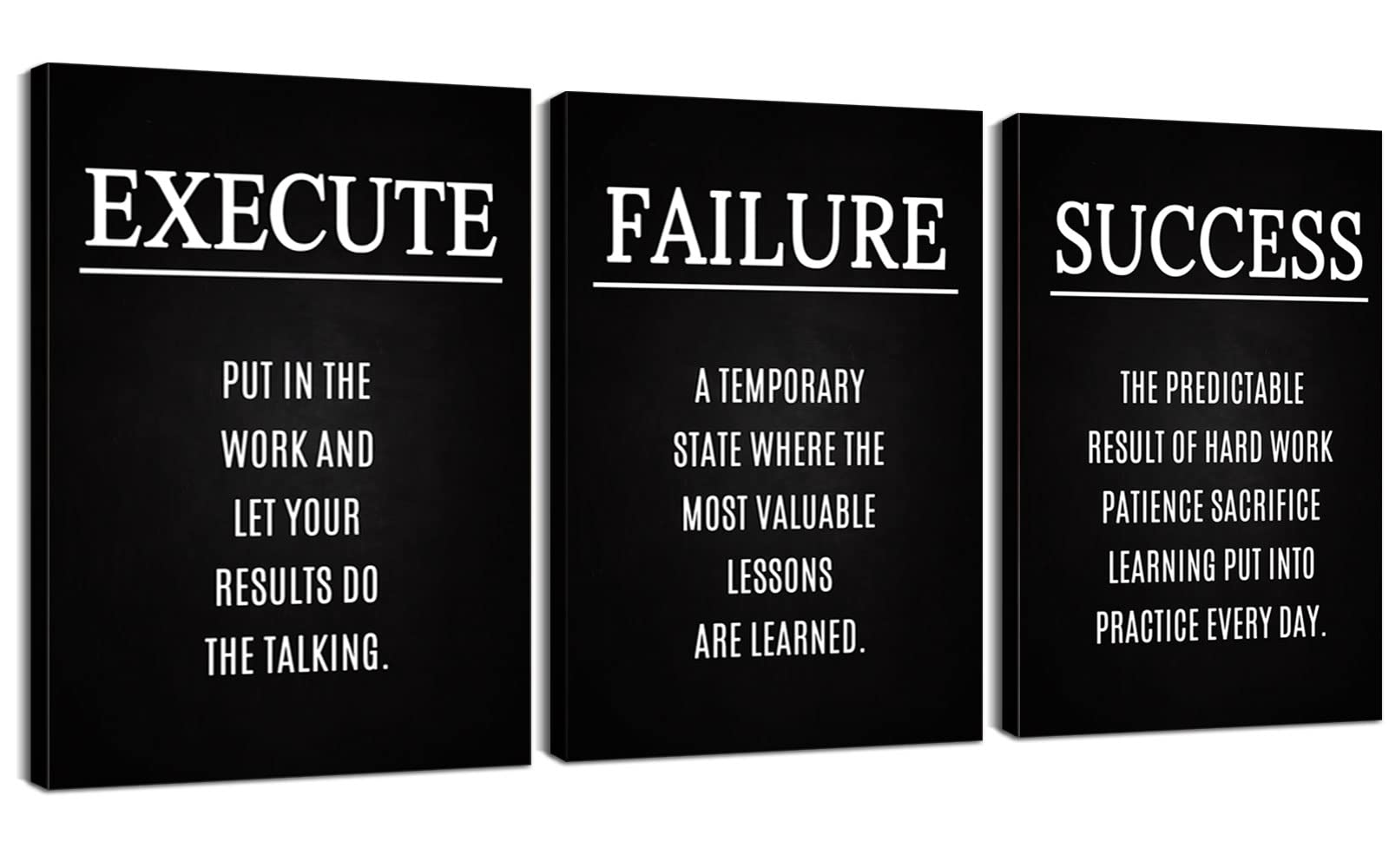 3 Piece Motivational Wall Art Set - Inspirational Quote Posters for Office & Home Decor (24x36 Inch) - Perfect for Workspace, Living Room & Gym Motivation