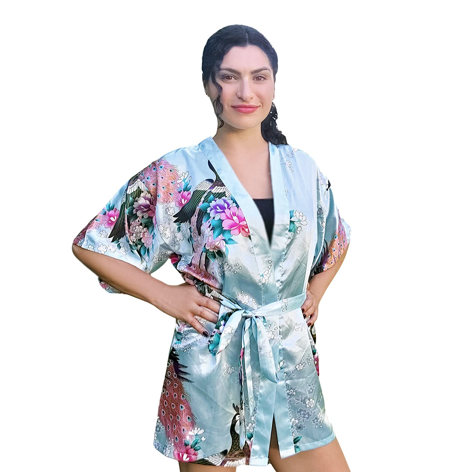 Women's Floral Silk Kimono Robe - Lightweight Summer Cover Up, Sizes 2-18 | Perfect for Beach, Poolside & Loungewear