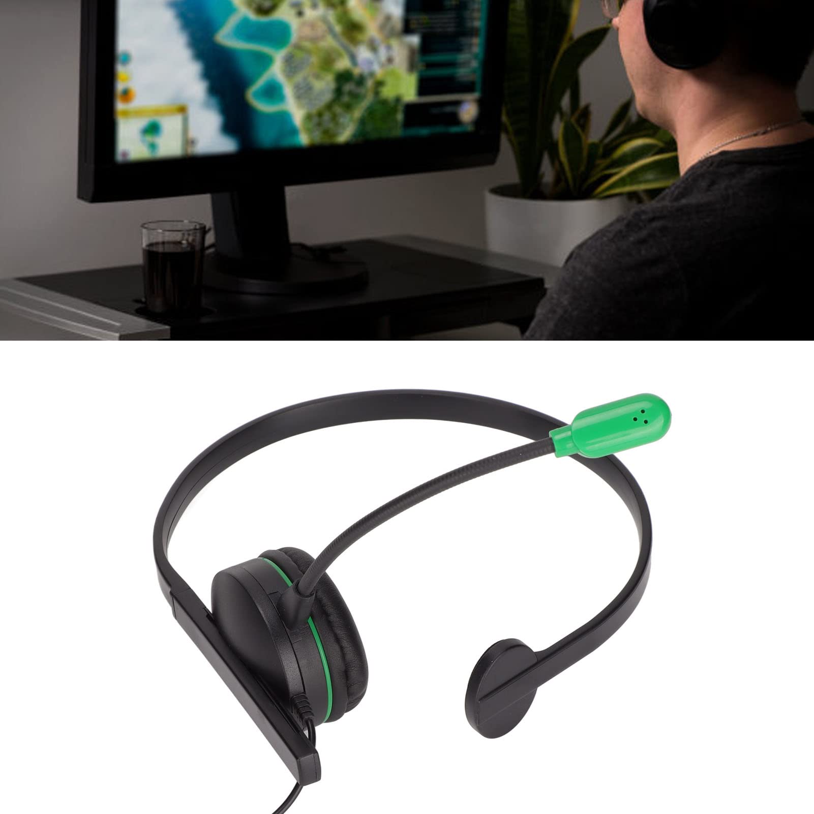 Gaming Headset for Chat with 3.5mm Jack Wired Microphone, Noise Cancelling & Volume Control - Compatible with PC, Laptop, Tablet, PSP, iOS Devices - Perfect for Online Gaming, Video Calls & Remote Work