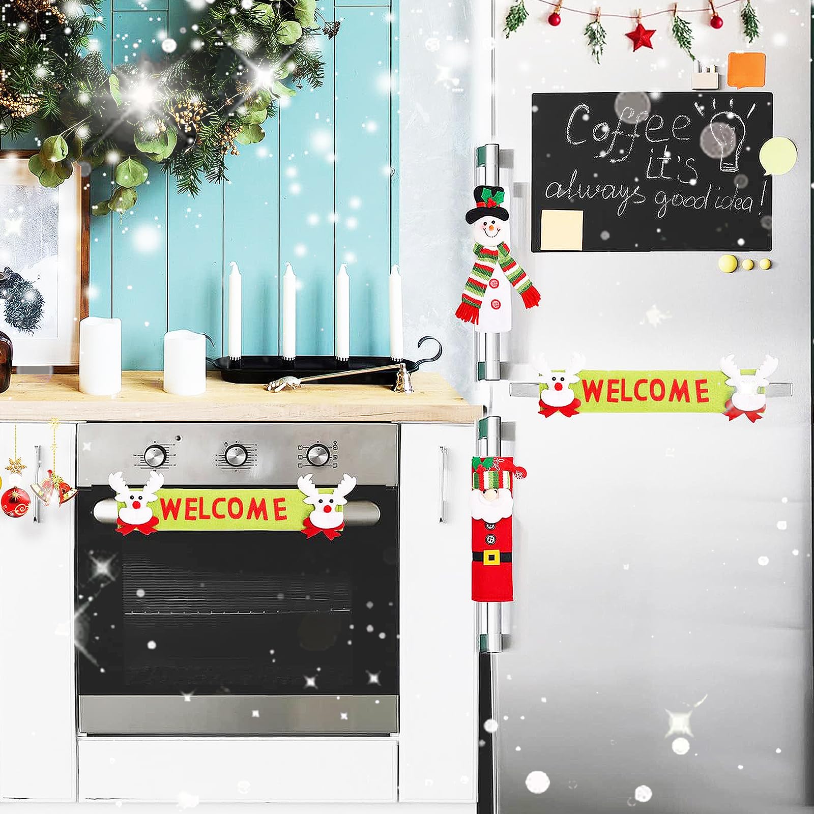 3-Pack Snowman Christmas Refrigerator Handle Covers - Festive Kitchen Decor for Cabinets & Doors - Perfect for Holiday Home & Party Decorations