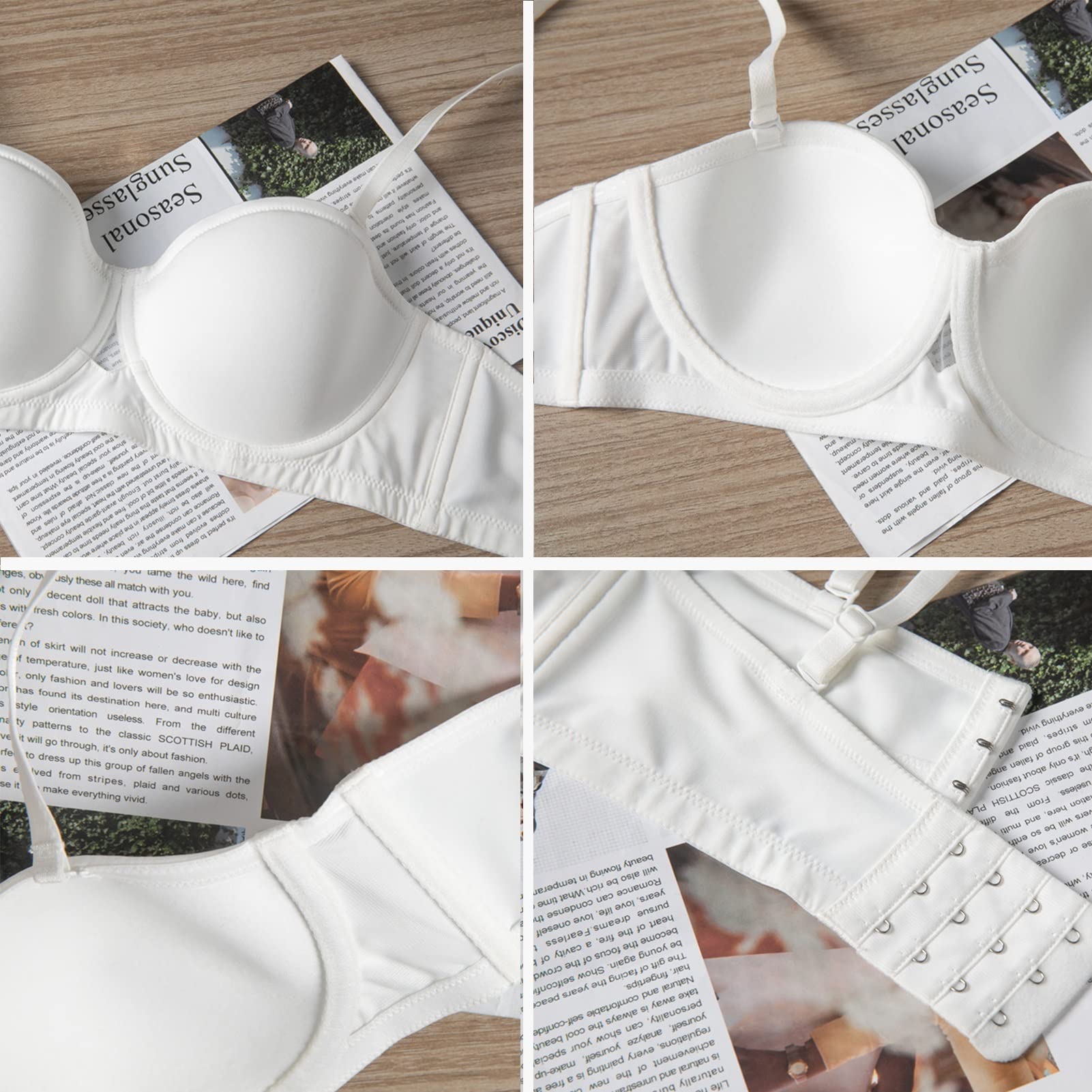 Seamless Strapless Push Up Bra for Women - Invisible Bandeau Lingerie with Soft Underwire - Comfortable Summer Tops (White, 85/38B) | Perfect for Weddings, Beach Wear & Evening Dresses