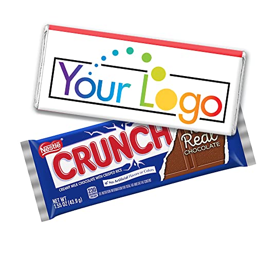 50ct Custom Chocolate Crunch Bars with Logo - Bulk Promotional Candy for Events, Business Gifts & Branding (Red) - Perfect for Trade Shows, Corporate Giveaways and Party Favors