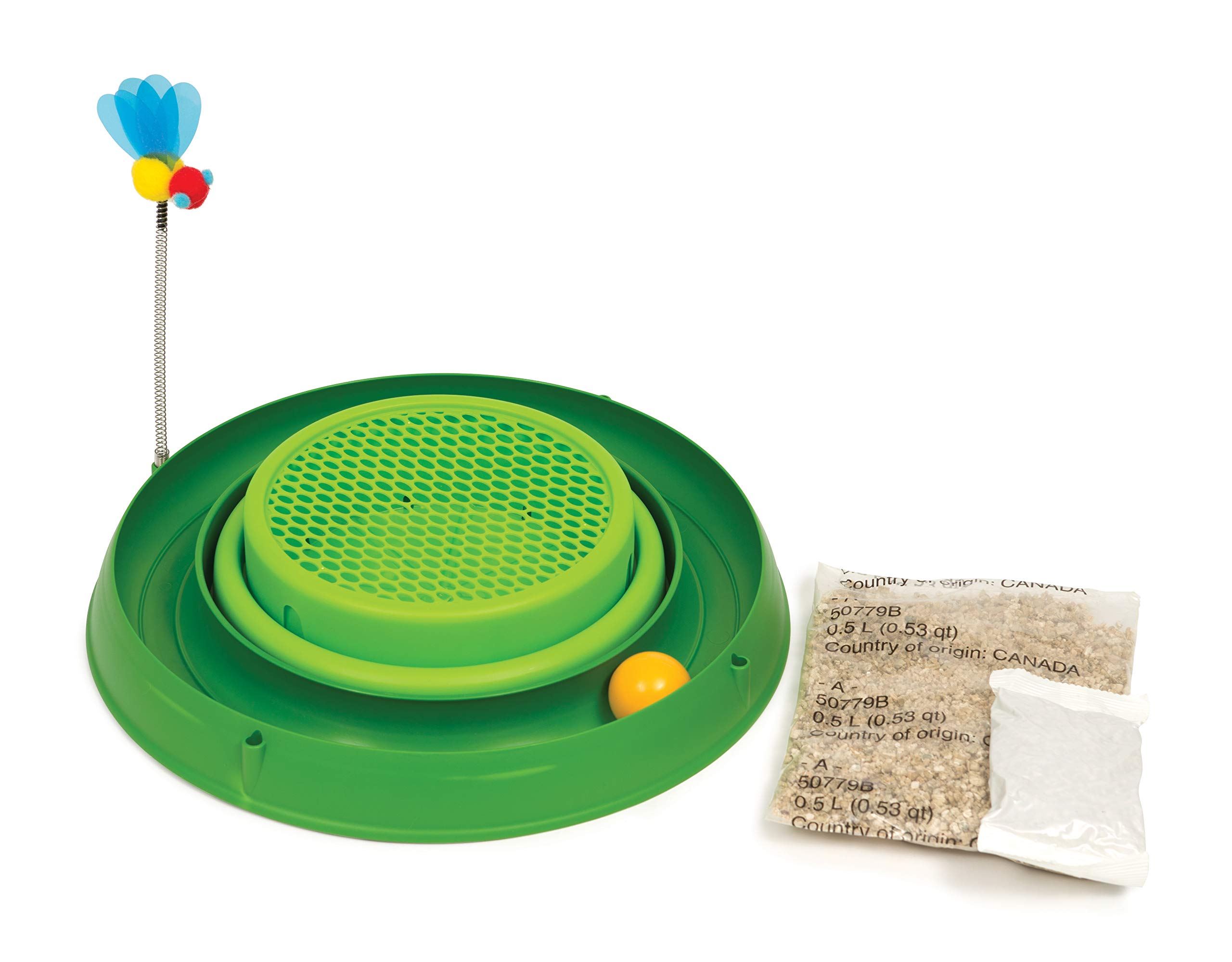 Catit Play Circuit Ball Cat Toy with Scratch Pad & Catnip - Interactive Fun for Indoor Cats - Green (43002) - Perfect for Playtime, Exercise & Stress Relief