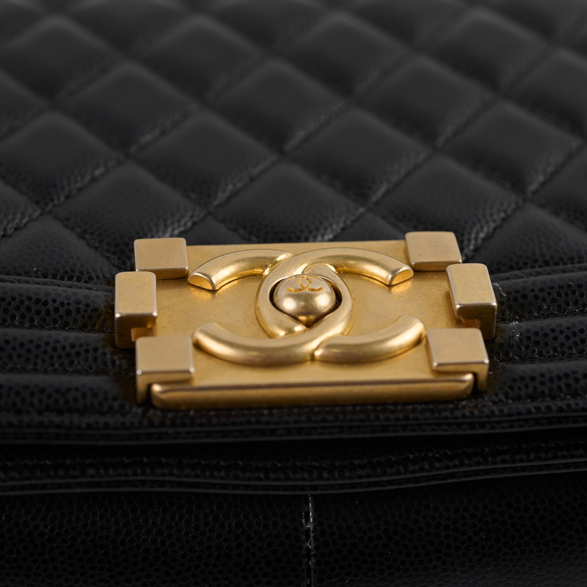 Chanel Old Medium Boy Bag Black Caviar Gold Hardware - Luxury Designer Handbag for Women, Perfect for Evening Parties & Special Occasions