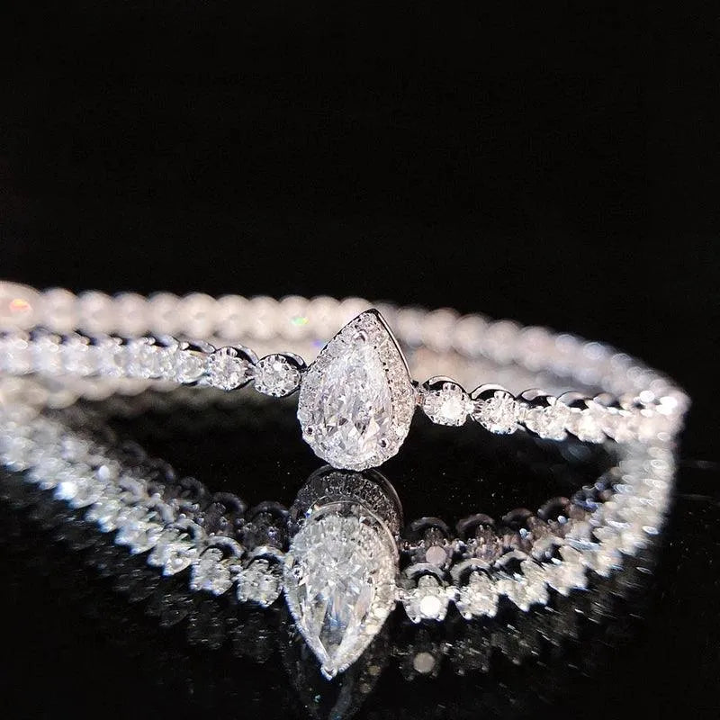 18K White Gold Diamond Bracelet for Women - Real Natural Diamonds, Luxury Minimalist Engagement Jewelry - Perfect for Parties, Weddings & Special Occasions