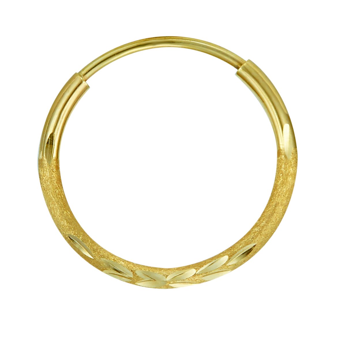14K Yellow Gold 1.5mm Thin Satin Finish Endless Hoop Earrings for Women - Minimalist Everyday Jewelry, Perfect for Work, Date Night & Gift Giving