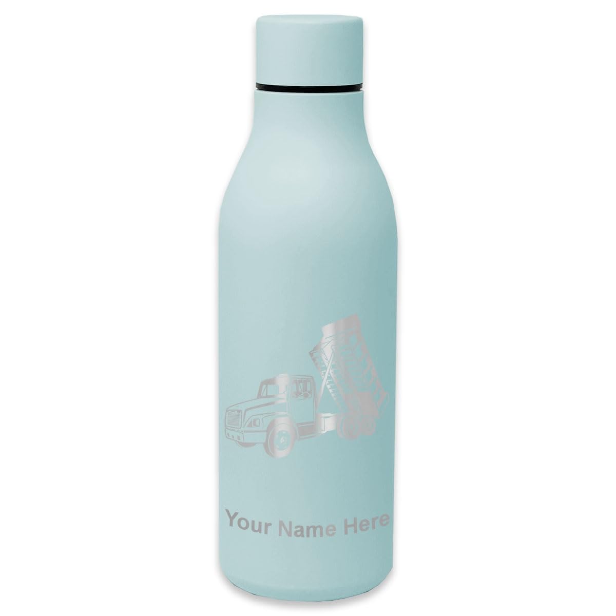 LaserGram Double Wall Insulated Stainless Steel Water Bottle with Personalized Engraving - 20oz Vacuum Flask for Hot & Cold Drinks - Dump Truck Design - Perfect for Construction Workers, Truck Drivers & Outdoor Enthusiasts