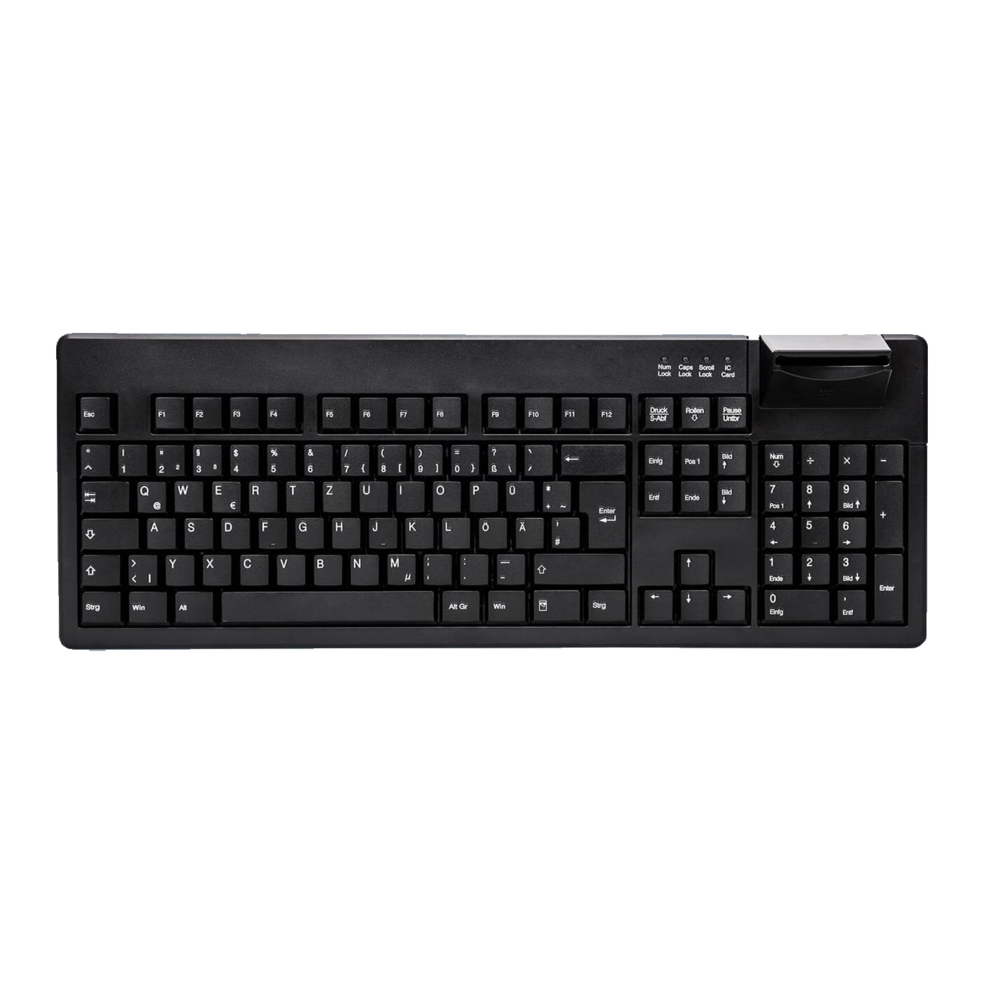 AK 8200S Wired Keyboard with Integrated Smart Card Reader - Black | Secure Computer Access for Office, Banking & Government Use