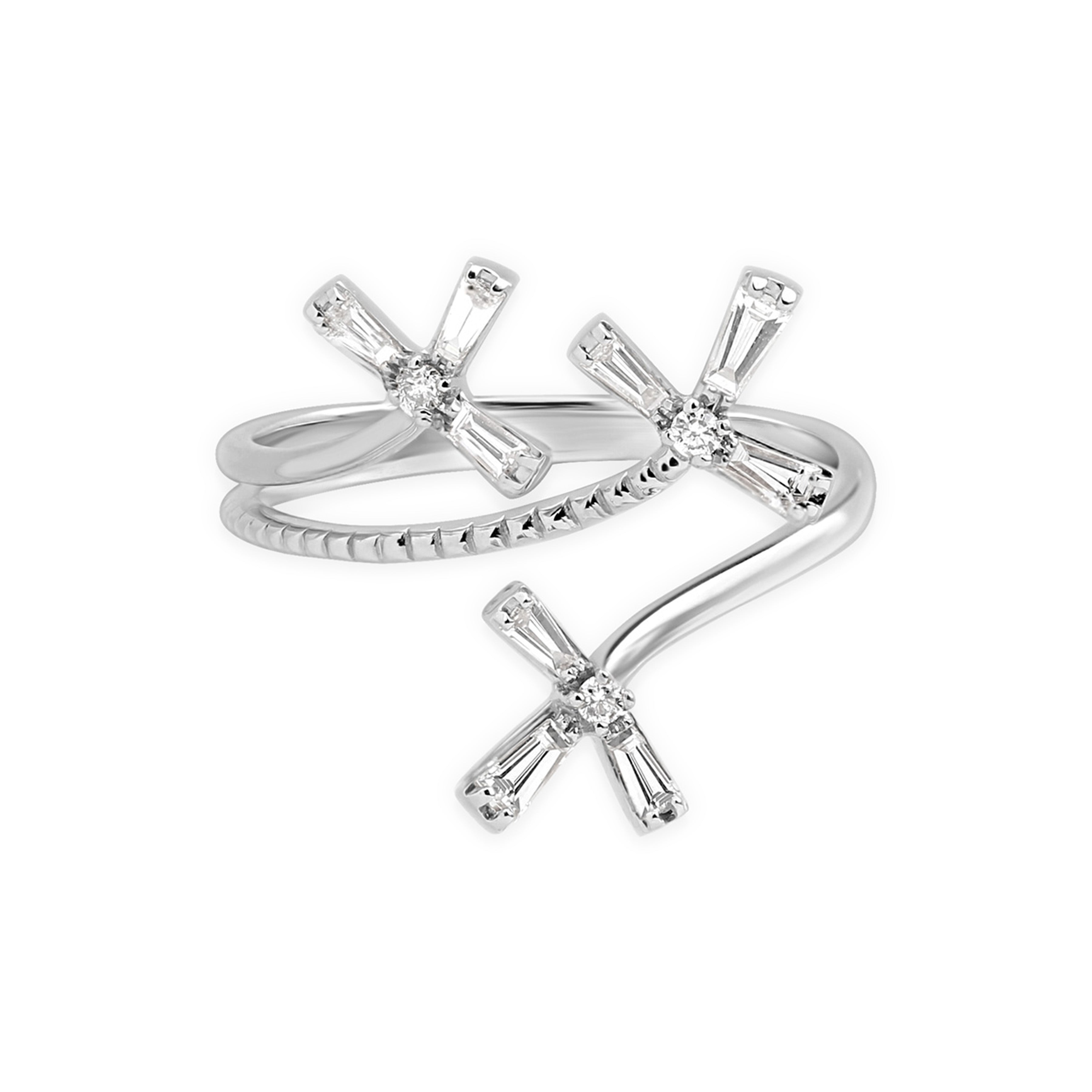 14K White Gold Floral Diamond Wrap Around Ring for Women - Elegant Wedding, Engagement & Anniversary Jewelry Gift