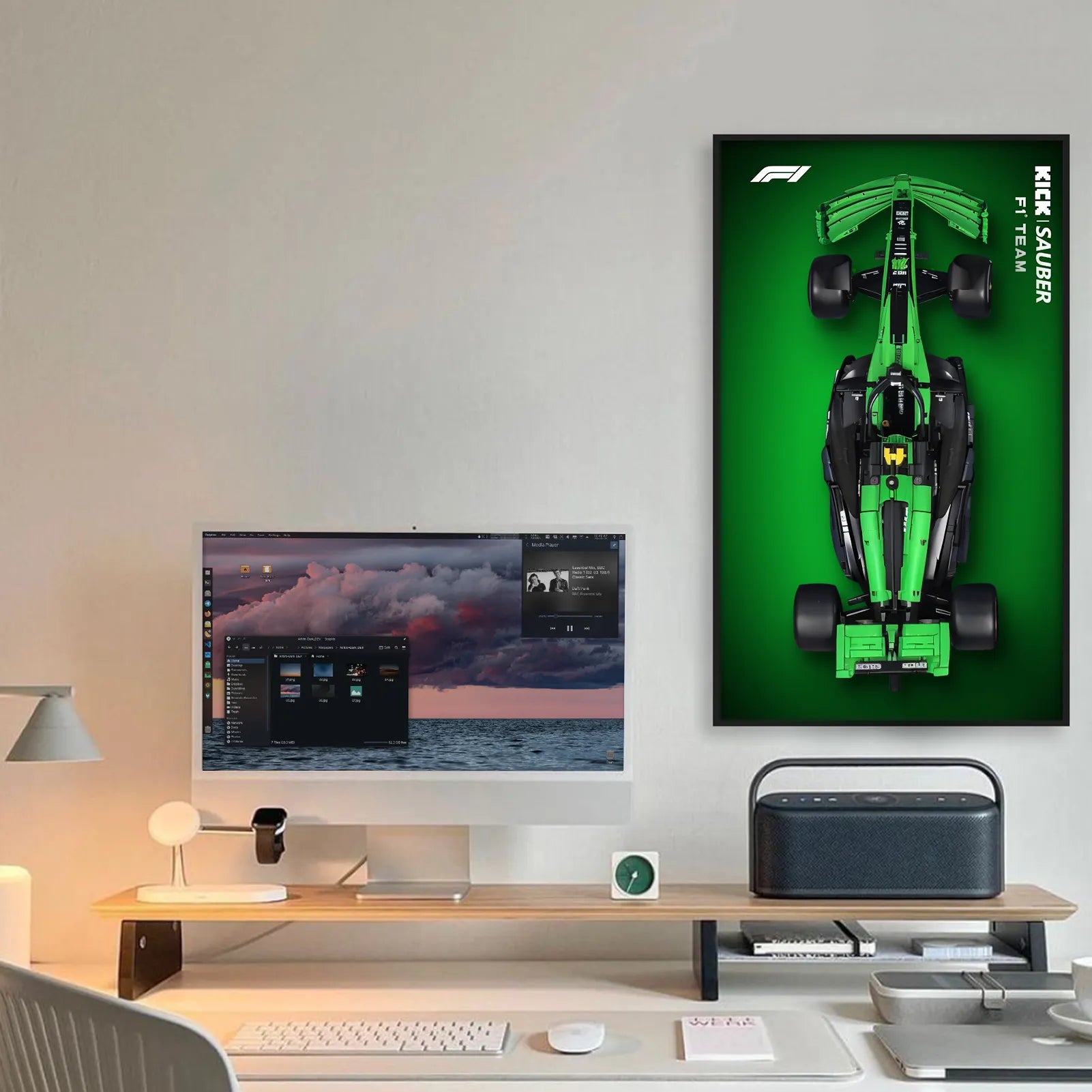 CADA KlCK Sauber F1 Team C44 2024 C64010W Wall Display Frame - Formula 1 Model Car Showcase for Home Office Decor & Racing Enthusiast Collection