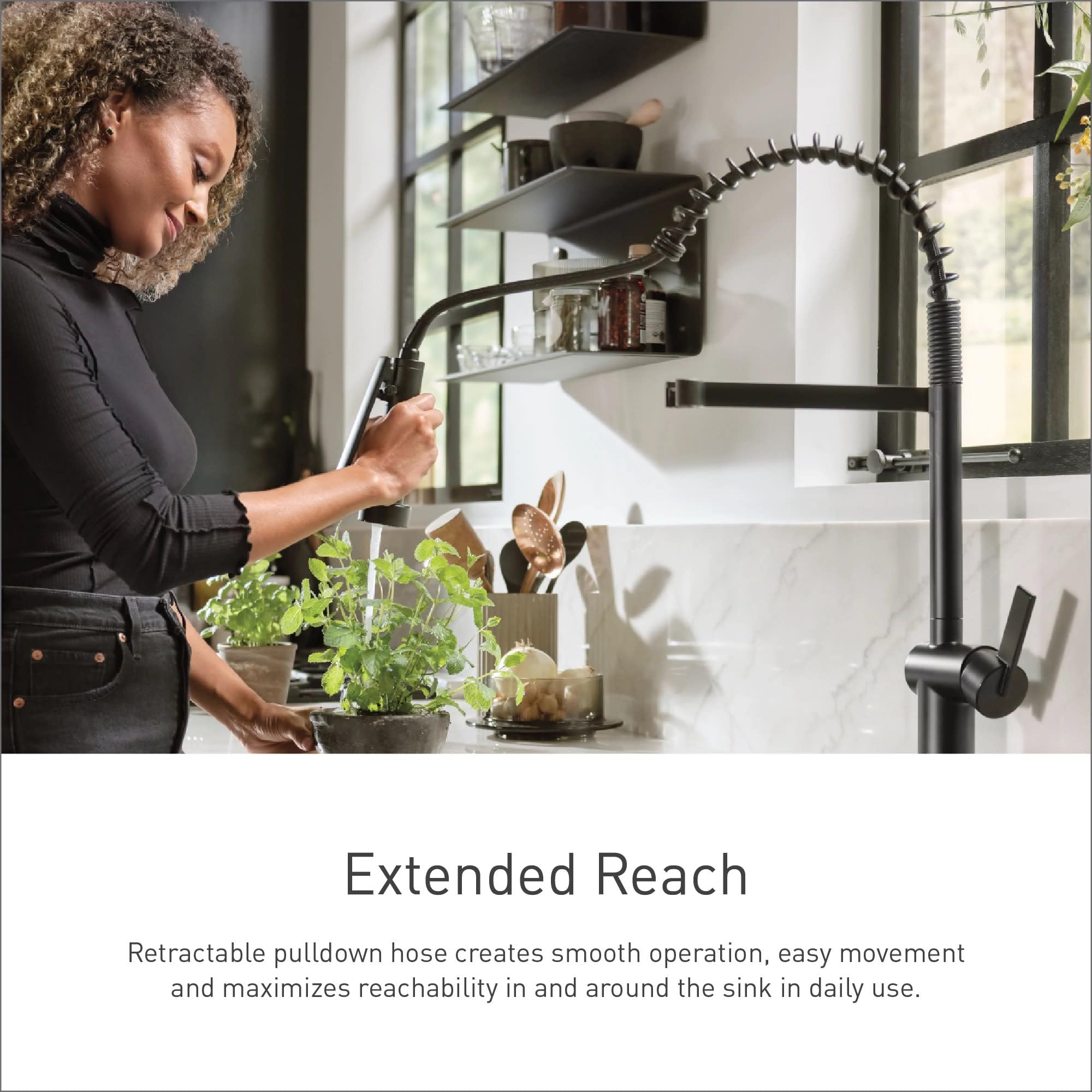 **Moen Weymouth Brushed Gold Single Handle Pull-Down Kitchen Faucet with Power Boost for Faster Cleaning - S73104BG | Perfect for Farmhouse & Modern Kitchens**