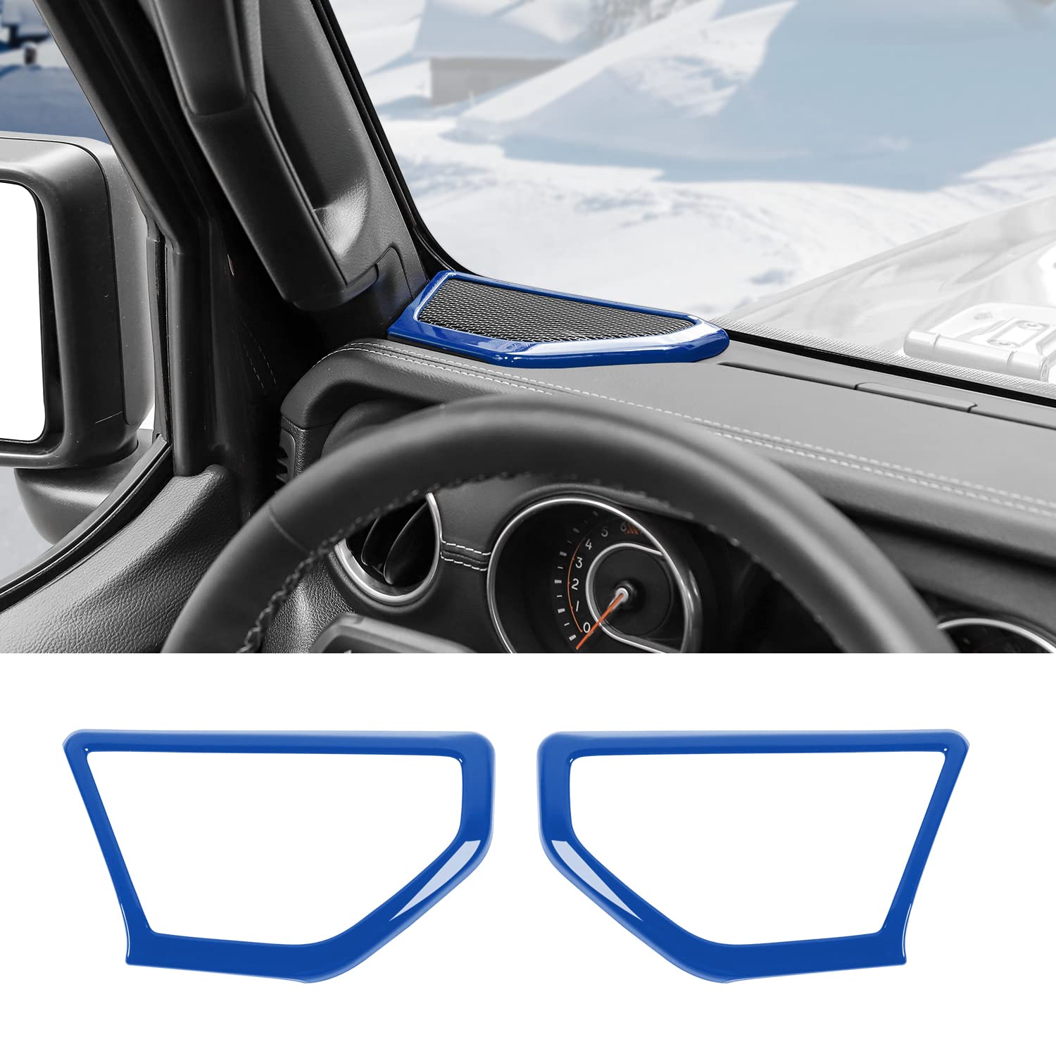 RT-TCZ A Pillar Speaker Trim Cover Ring - Interior Accessories for Jeep Wrangler JL JLU & Gladiator JT 2018-2022 - Blue Decorative Upgrade - Perfect for Off-Road Adventures & Custom Car Styling