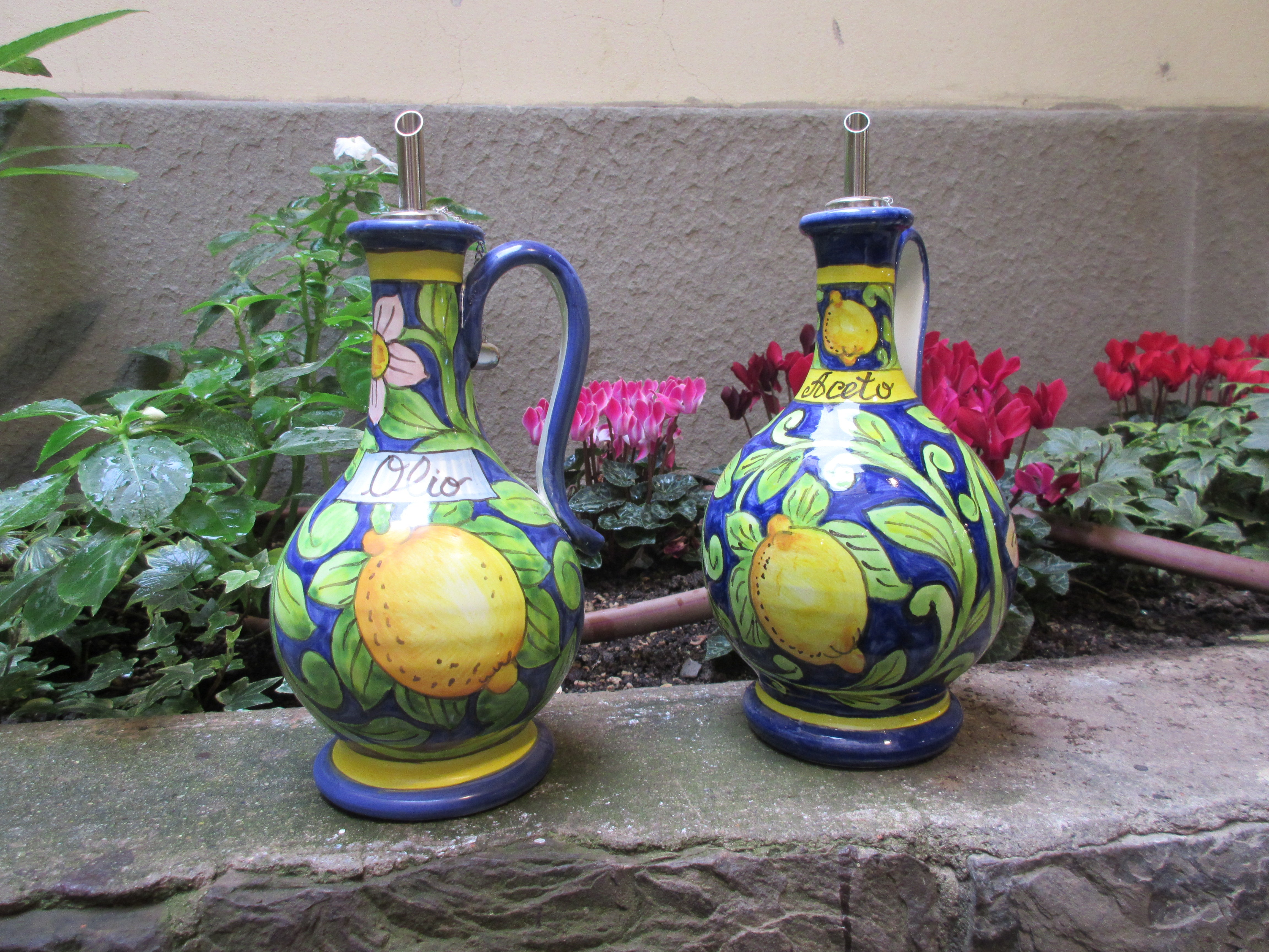 Ceramic Oil and Vinegar Bottles Set - Elegant Glass Dispensers for Kitchen, Dining Table, and Gourmet Cooking | Perfect for Olive Oil, Balsamic Vinegar & Salad Dressing