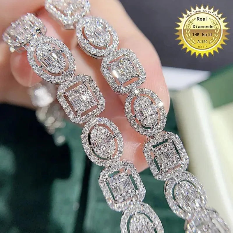 18K Real Gold Diamond Bracelet with 3.6ct Natural Diamonds - Elegant Jewelry Gift for Women, Perfect for Weddings, Anniversaries & Special Occasions