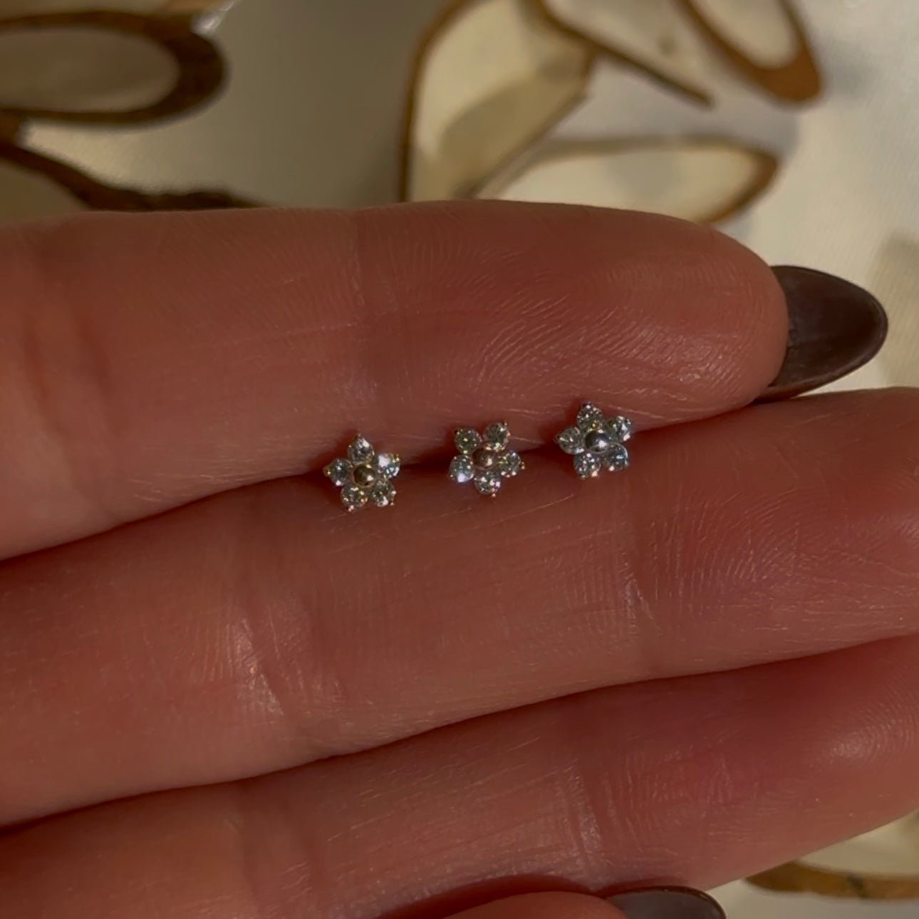 14K Yellow Gold Diamond Flower Flat Back Stud Earrings for Women | Elegant Floral Jewelry for Everyday Wear, Parties & Special Occasions