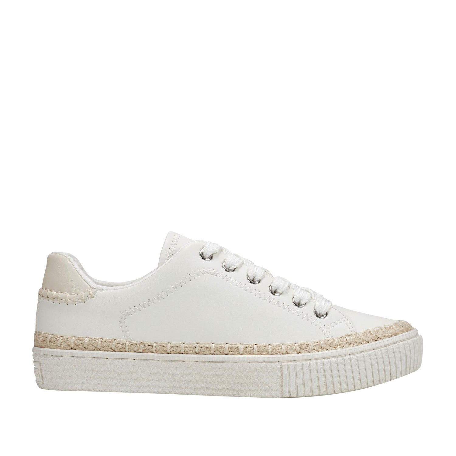 Marc Fisher Women's Spryng Off White/Light Beige Nappa PU893 M Sneakers - Comfortable Casual Walking Shoes for Work, Travel & Everyday Wear