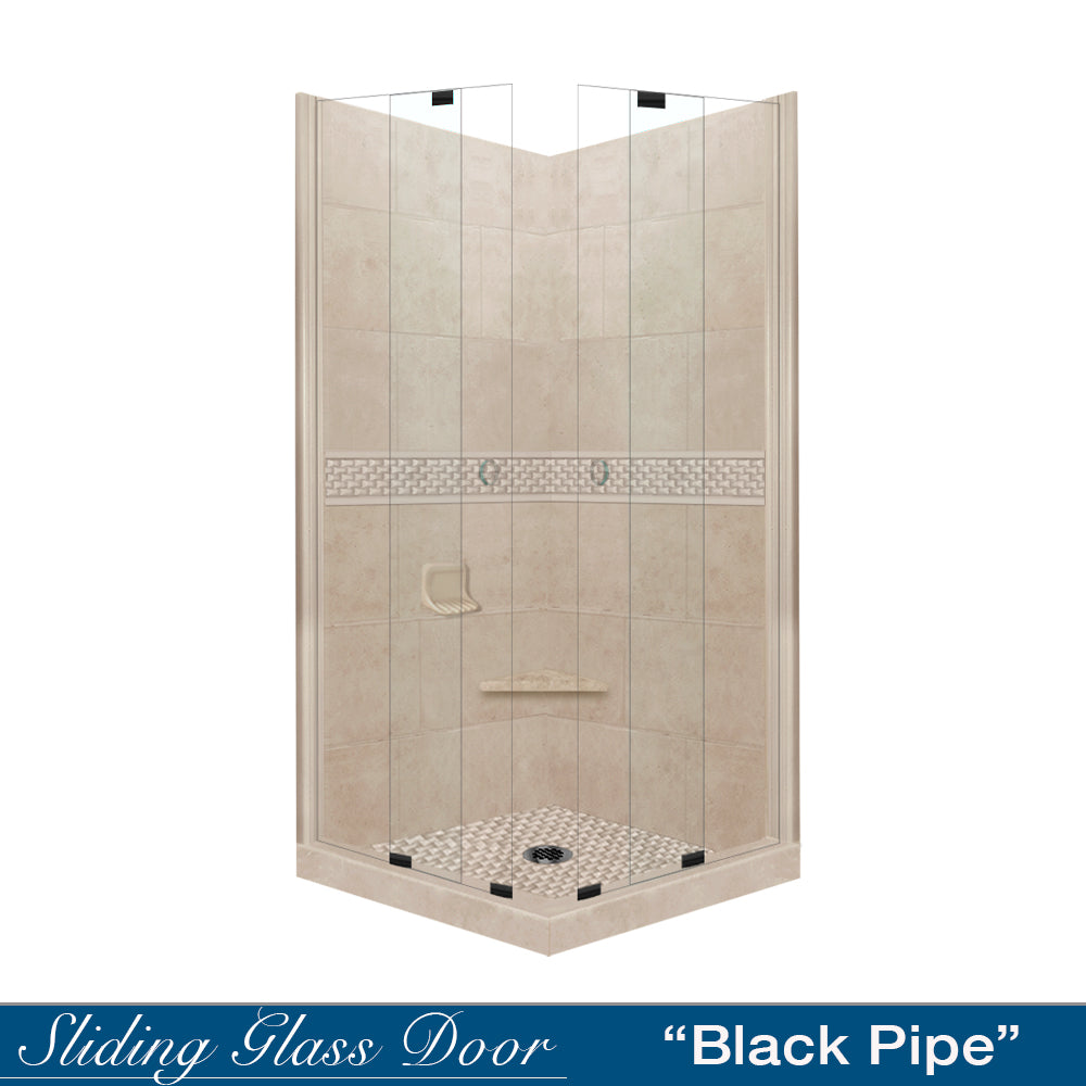 Corner Brown Sugar Sistine Stone & Jewel Stone Accent - DIY Shower Remodel Kit for Bathroom Renovation | Waterproof Decorative Tile for Shower Walls, Floors, and Backsplashes