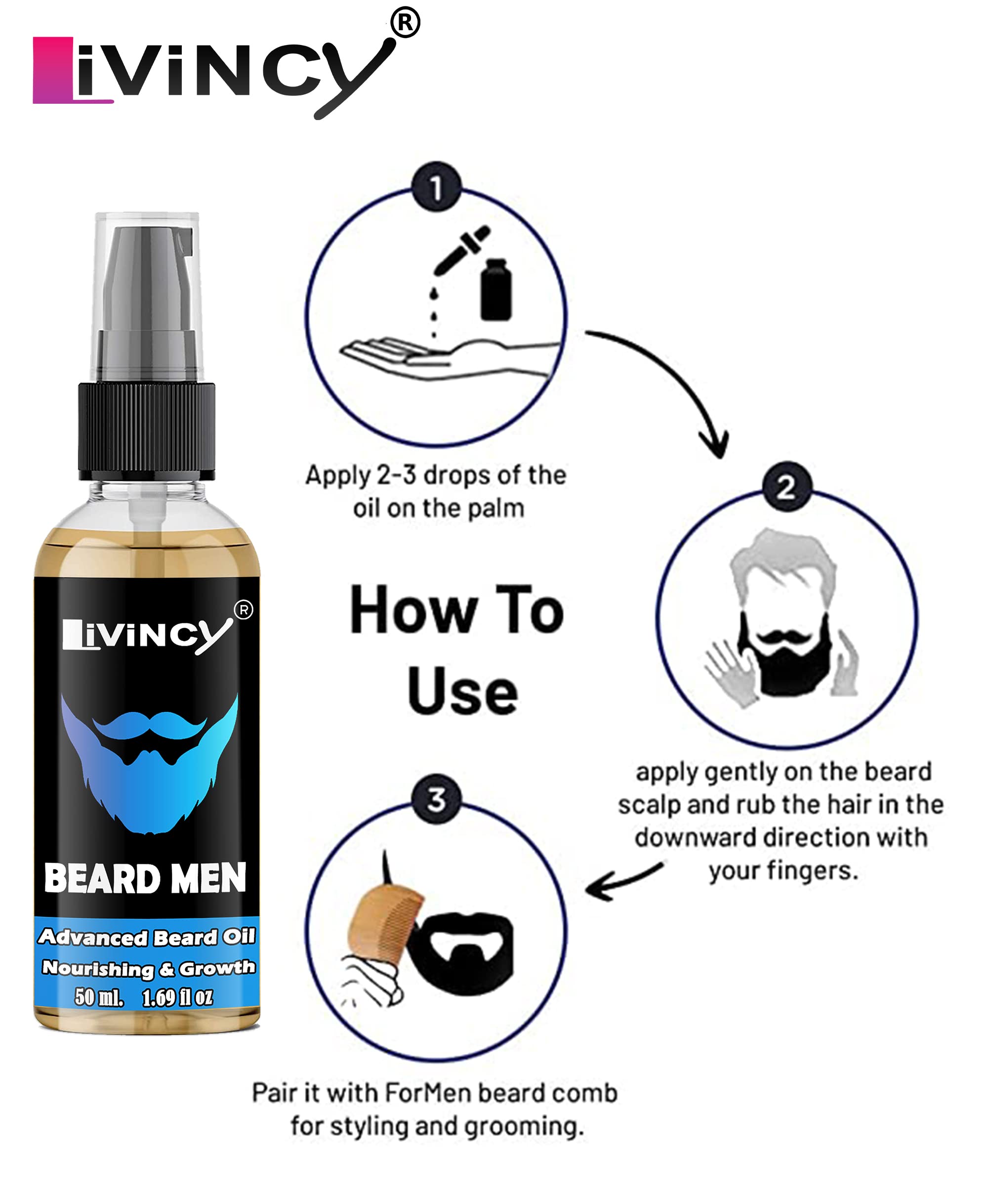 LIVINCY Beard Oil for Men with Black Seed & Onion - Natural Hair & Skin Care Treatment for Glowing Skin & Spot Reduction - Bright Complete Set (Pack of 2) - Perfect for Daily Grooming & Nighttime Skincare Routine