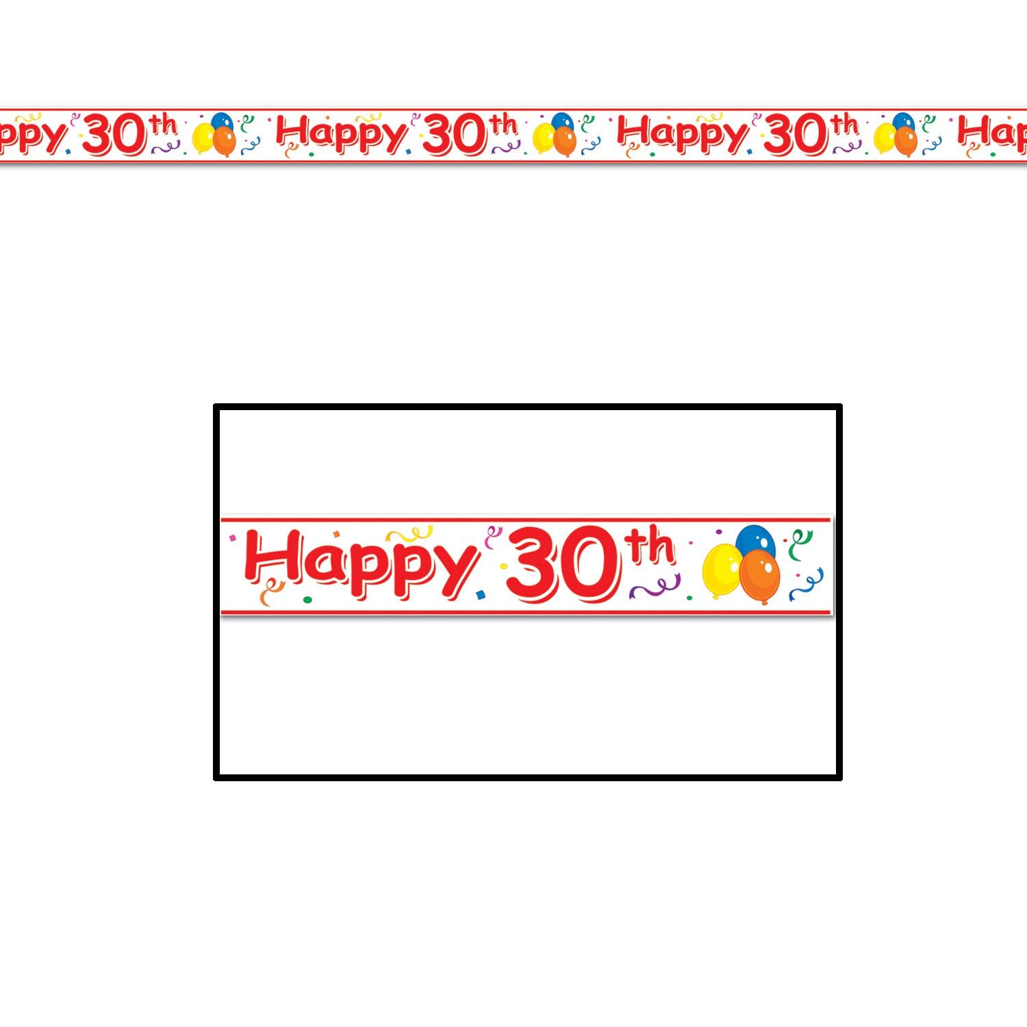 12 Pack Beistle Happy 30th Birthday Party Tape - Colorful Decorative Streamers for Milestone Birthday Celebrations, Home Decor & Party Supplies