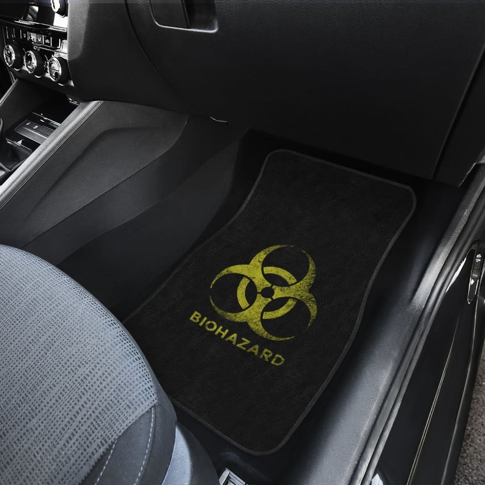 Premium Black and Yellow Biohazard Car Floor Mats - Non-Slip, Durable Protection for Vehicles - Perfect for Cars, Trucks, SUVs & Emergency Response Vehicles