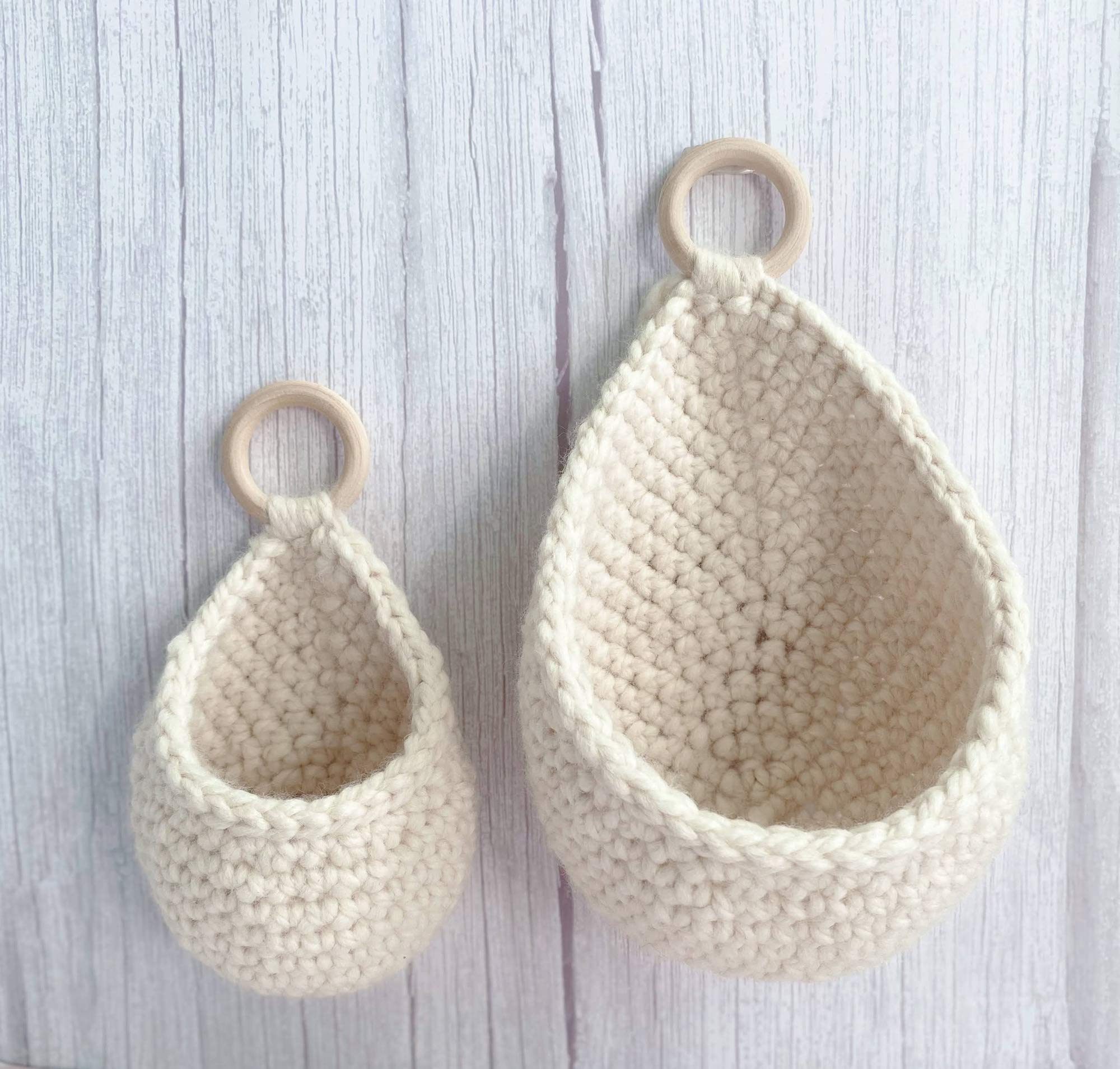 Handmade Crochet Wall Hanging Basket - Boho Home Decor for Plants, Flowers & Storage | Perfect for Living Room, Bedroom, Bathroom & Nursery Decor