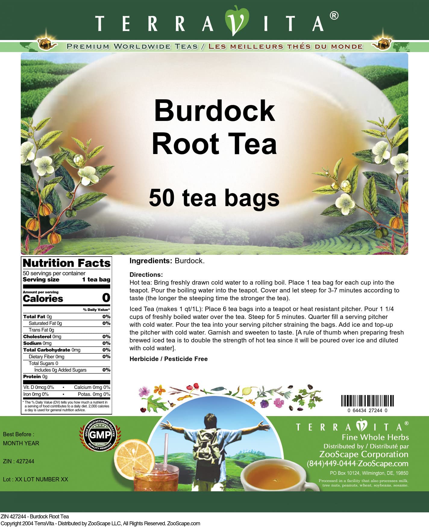 Organic Burdock Root Tea - 50 Tea Bags, Herbal Detox & Cleansing Blend | Supports Liver Health & Digestion | Perfect for Daily Wellness Routine & Detox Programs