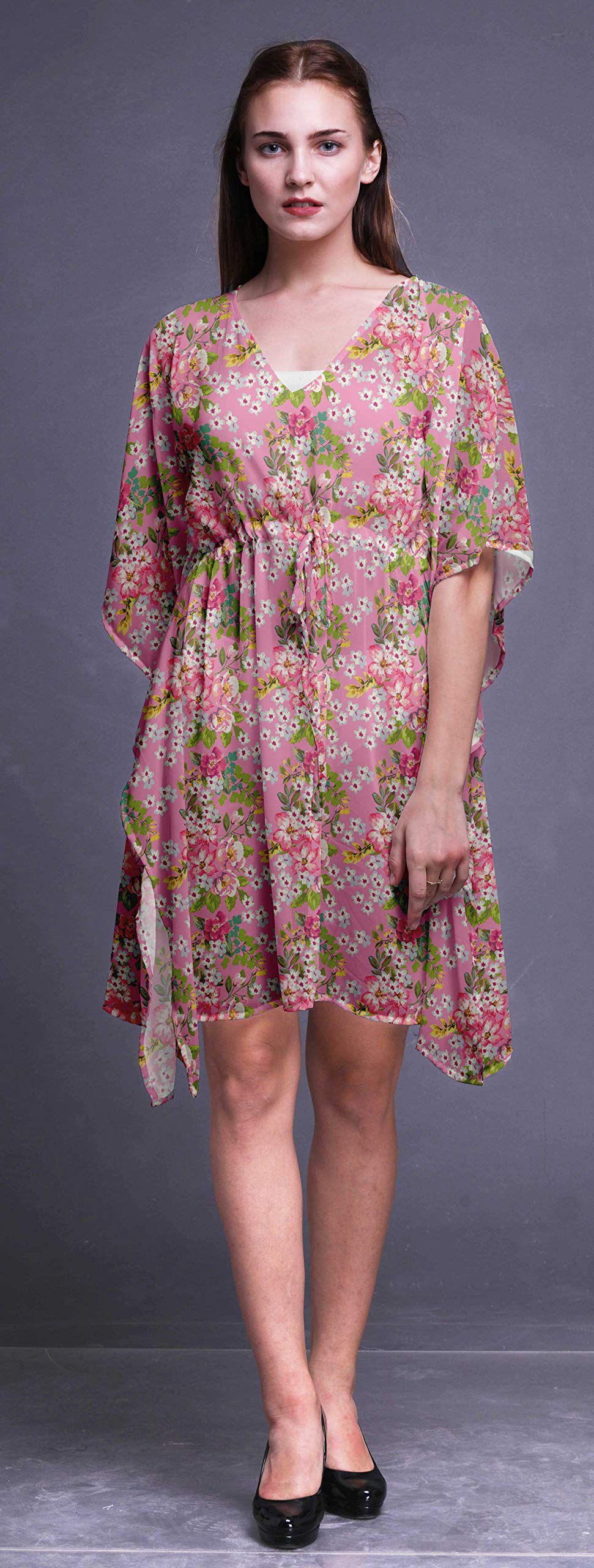 Bimba Women's Short Caftan Midi Dress - Beach Cover Up Swimwear, Boho Kaftan for Poolside, Vacation & Summer Outfits
