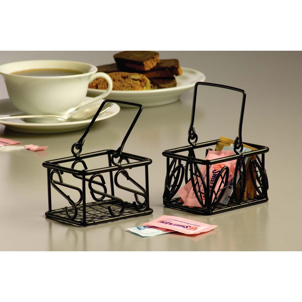 American Metalcraft SBL353 Sugar Packet Basket - Stainless Steel Sugar Packet Holder for Restaurants, Cafes, and Coffee Shops - Perfect for Organizing Sugar Packets, Sweeteners, and Condiments