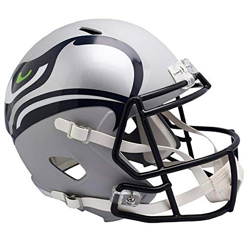 Official Seattle Seahawks AMP Gray Replica Speed Full Size Football Helmet - NFL Licensed Collectible for Fans & Display - Perfect for Game Day Decor, Man Cave, and Sports Memorabilia Collection