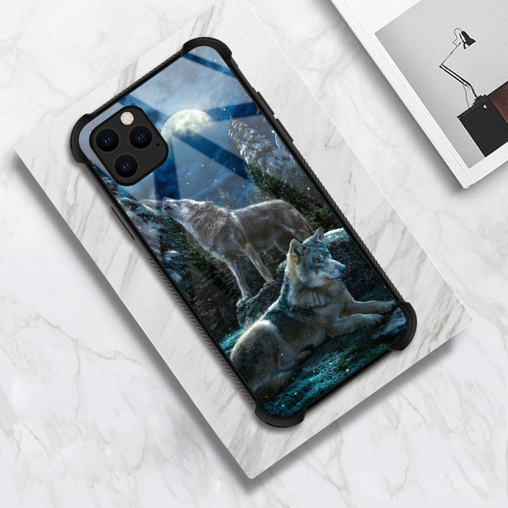 Wolf Moon Night Pattern iPhone 12/12 Pro Case - Shockproof, Anti-Scratch Protective Cover for Men & Women - Perfect for Outdoor Adventures, Nighttime Use & Daily Protection