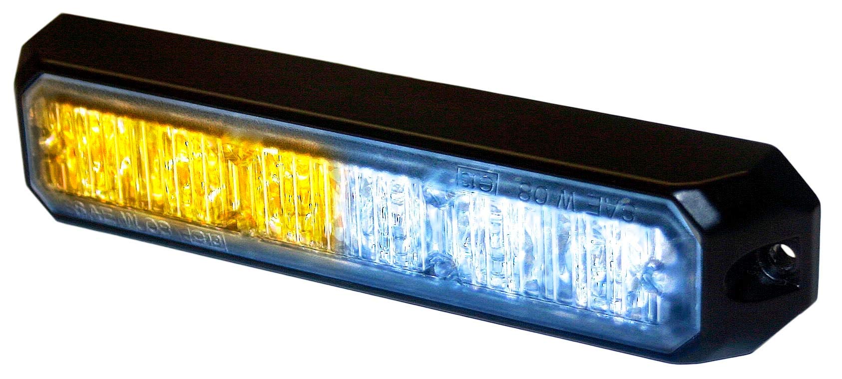 HELLA H22890051 MS6 Mini LED Lighthead - 12/24 VDC, 5 Flashing Patterns, Amber/White - Perfect for Emergency Vehicles, Trucks, and Off-Road Safety Lighting